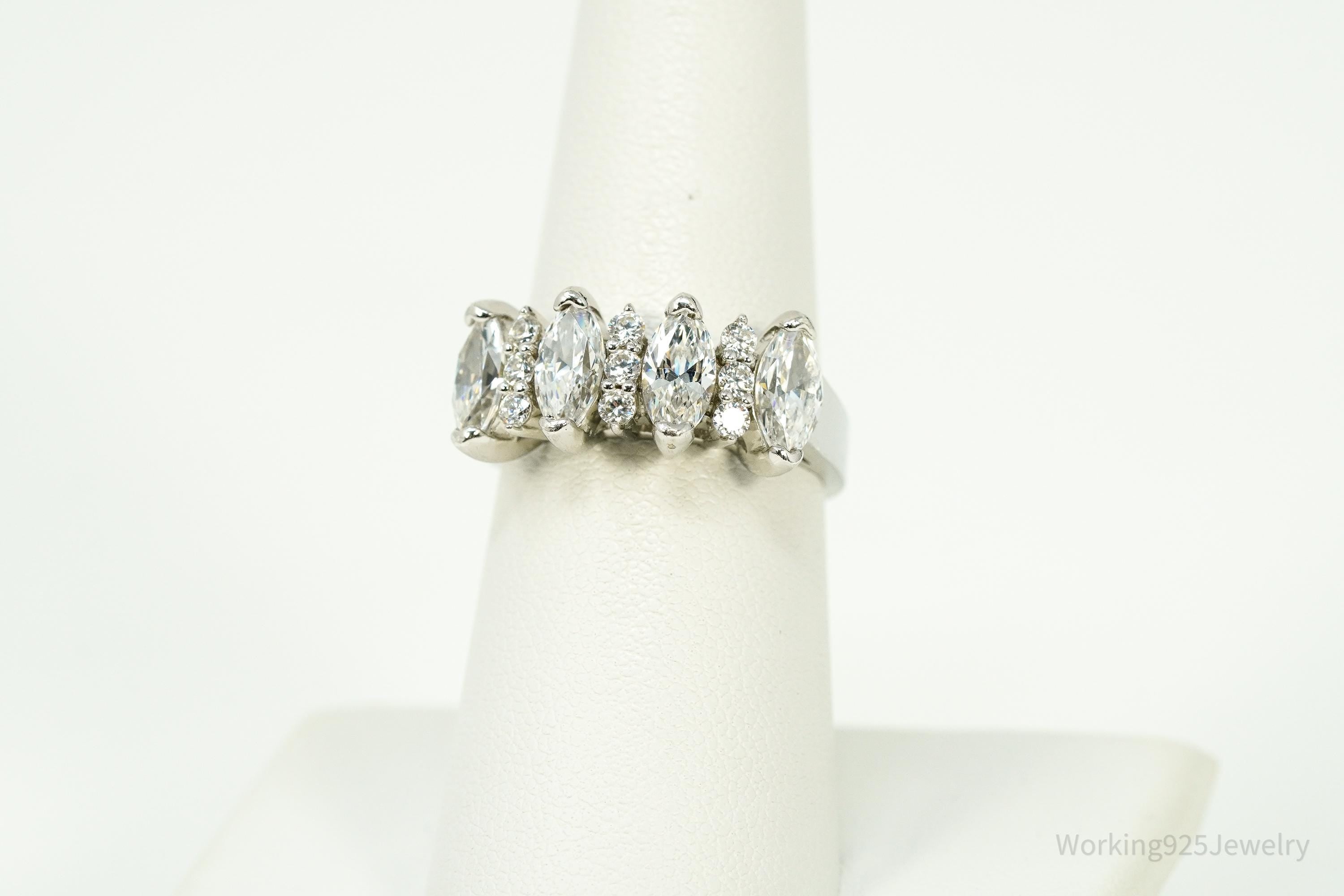Vintage Cubic Zirconia Sterling Silver Ring Size 7