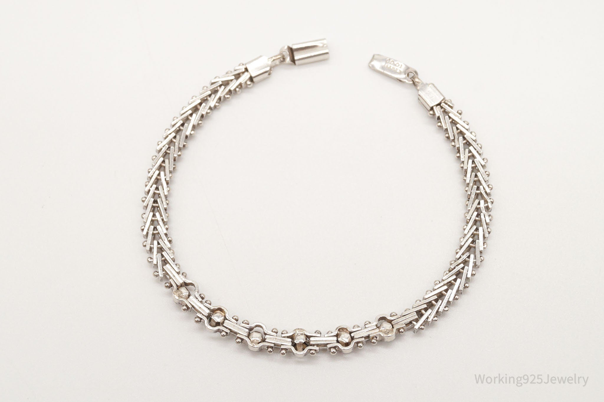 Vintage Mexico Rhinestone Sterling Silver Bracelet