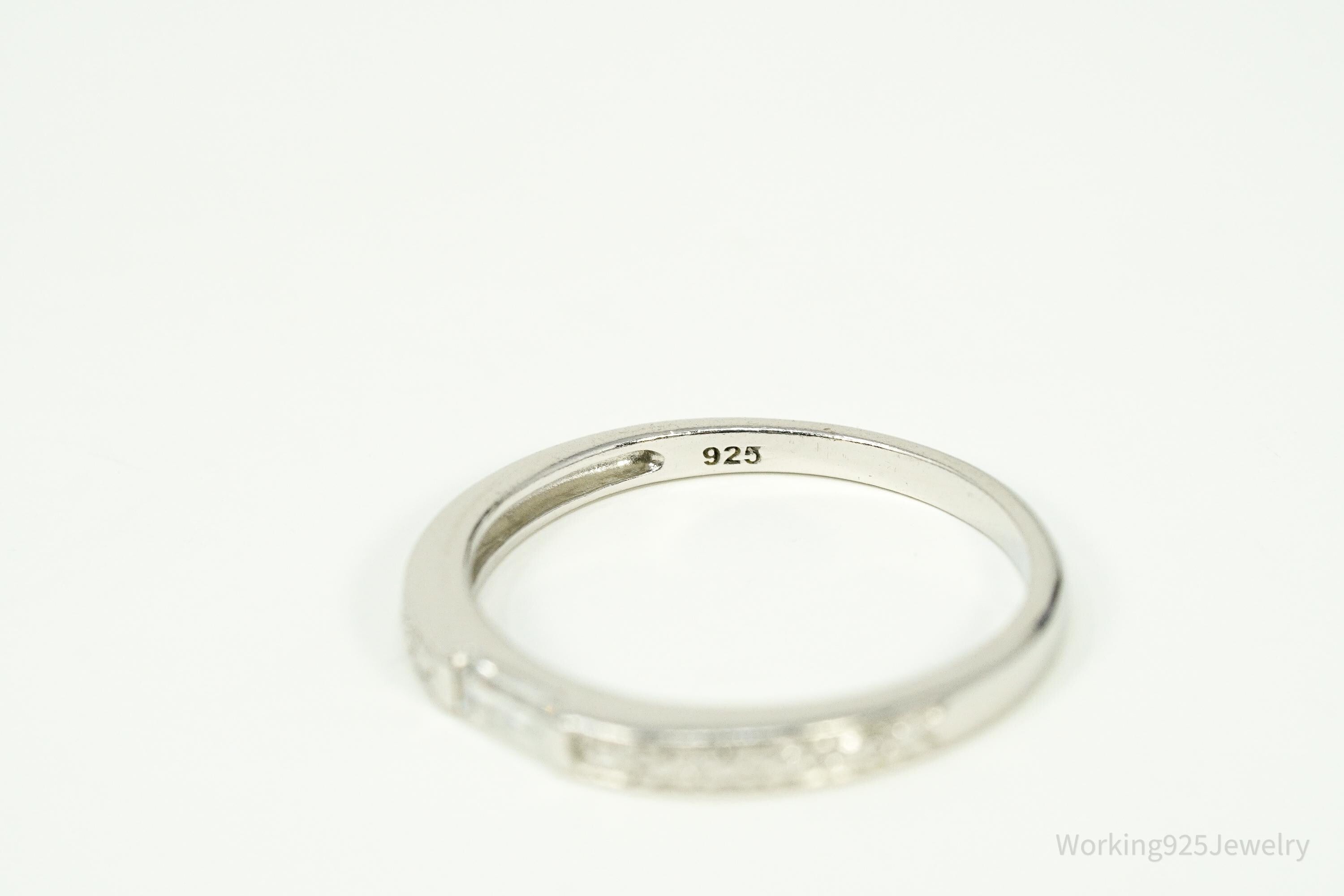 Vintage Cubic Zirconia Sterling Silver Band Ring - Size 9.25