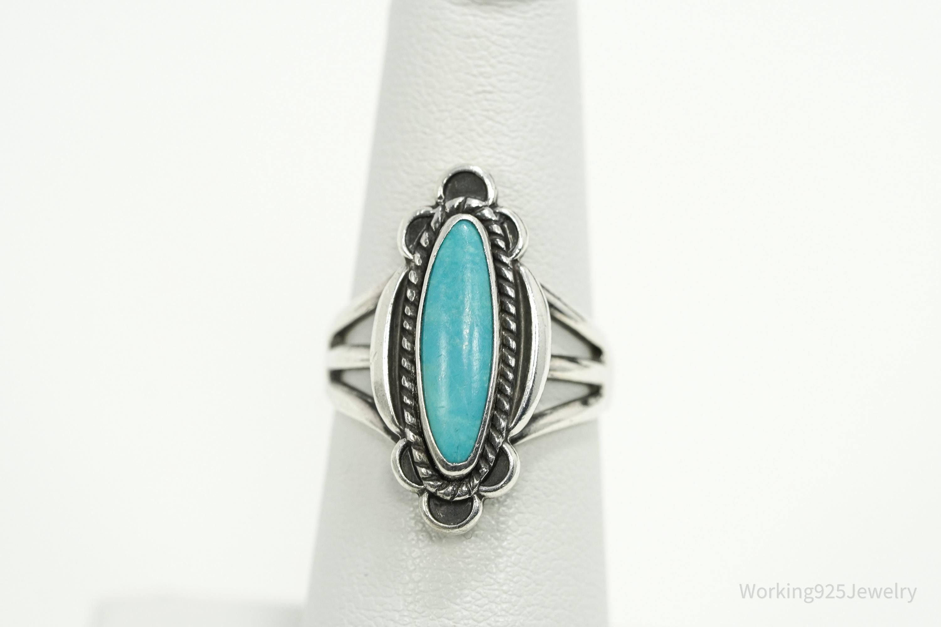 Vintage Native American Turquoise Sterling Silver Ring - Size 5.75