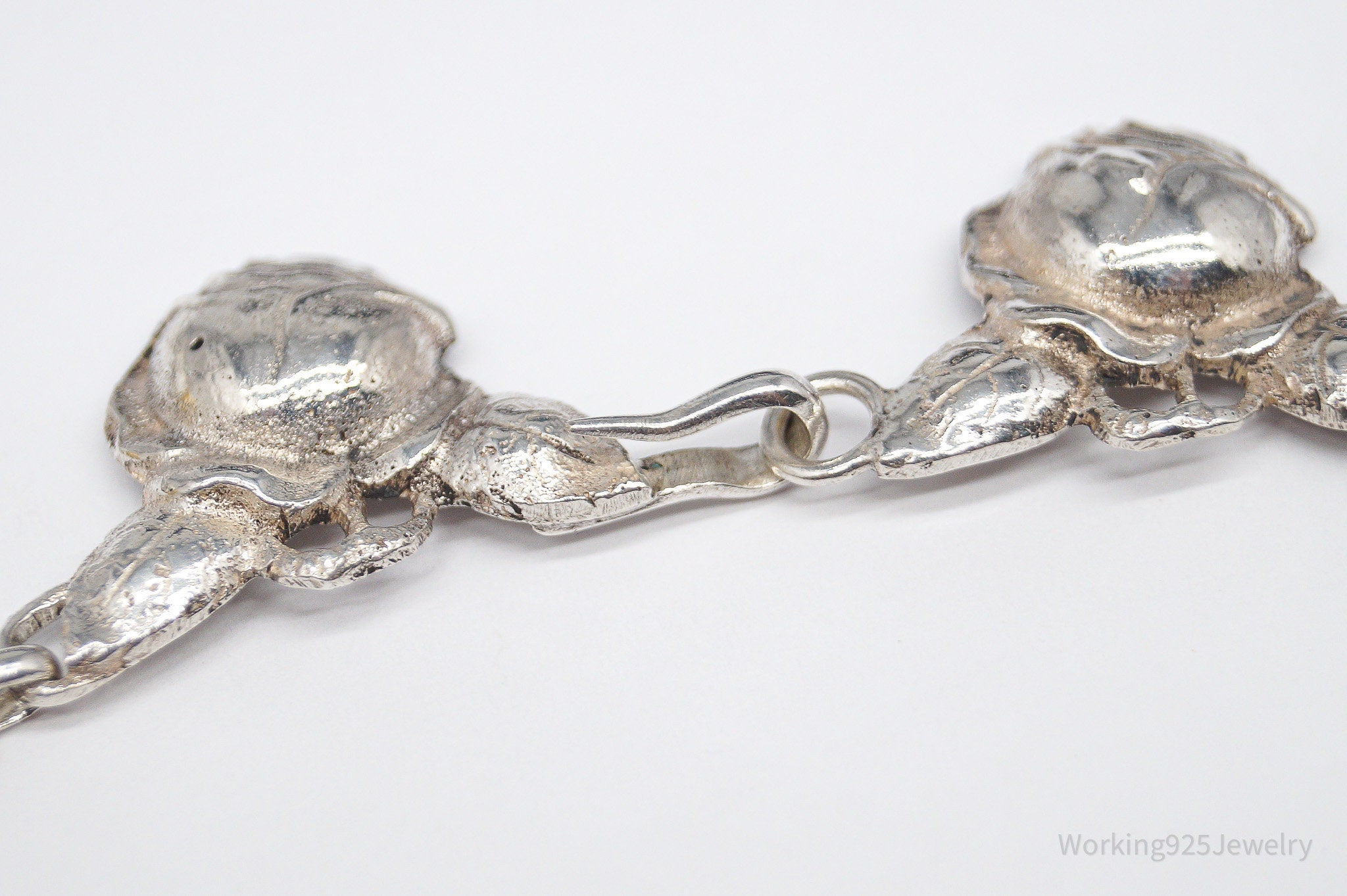 Antique Linked Roses 800 Silver Necklace 16"