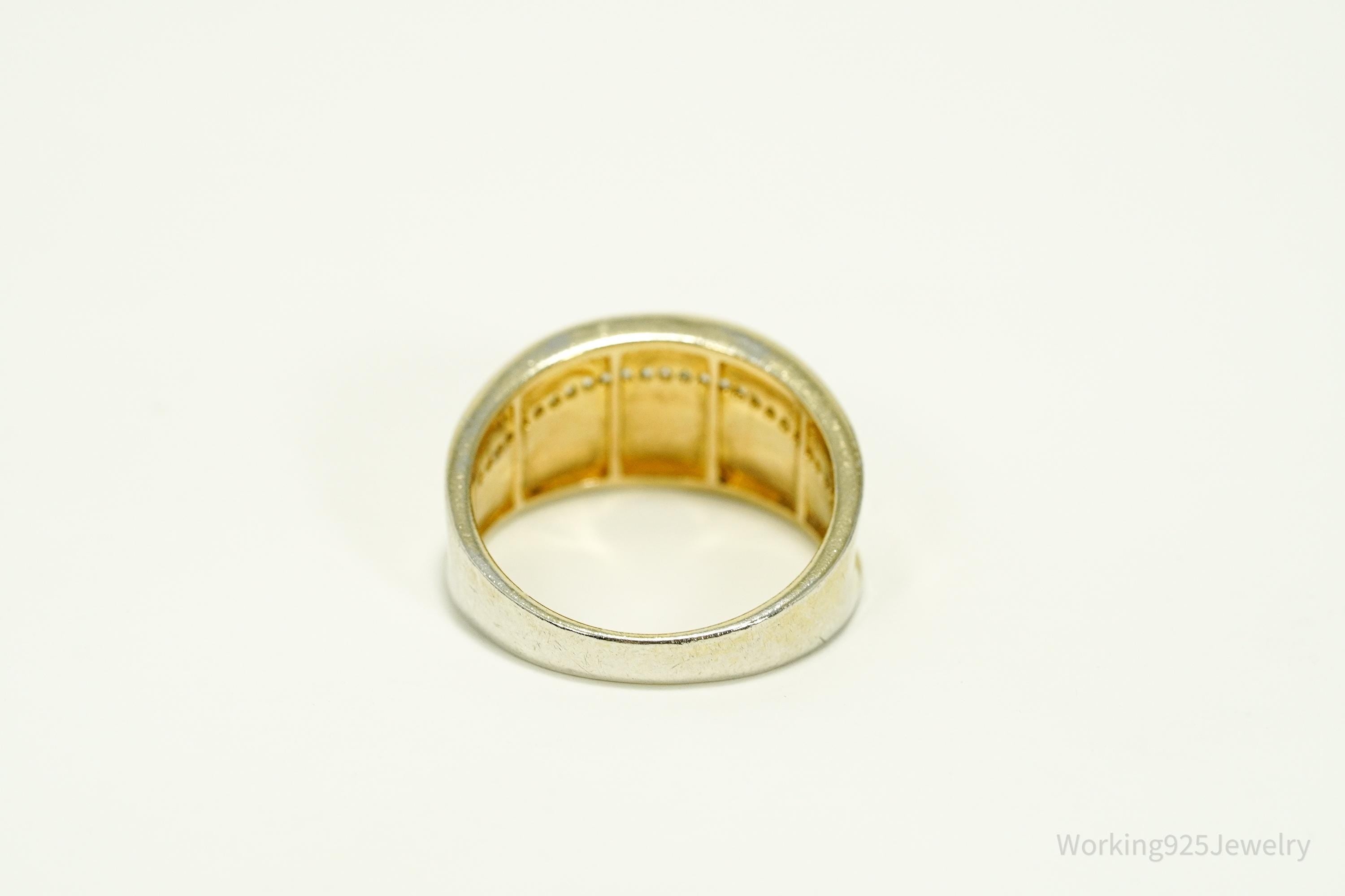 Vintage Cubic Zirconia Gold Vermeil Sterling Silver Ring - Size 8
