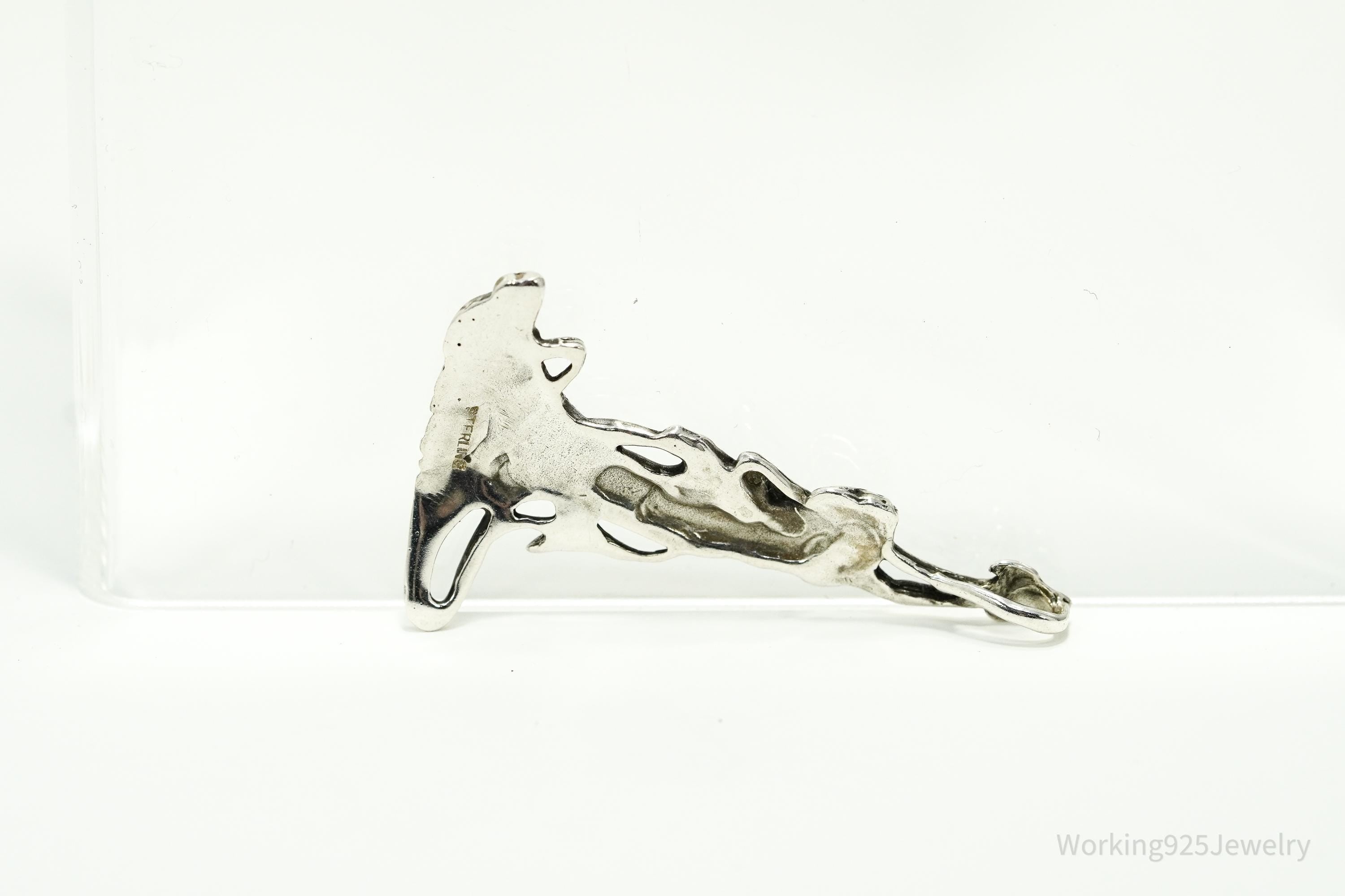 Vintage Art Nouveau Style Woman Sterling Silver Pendant