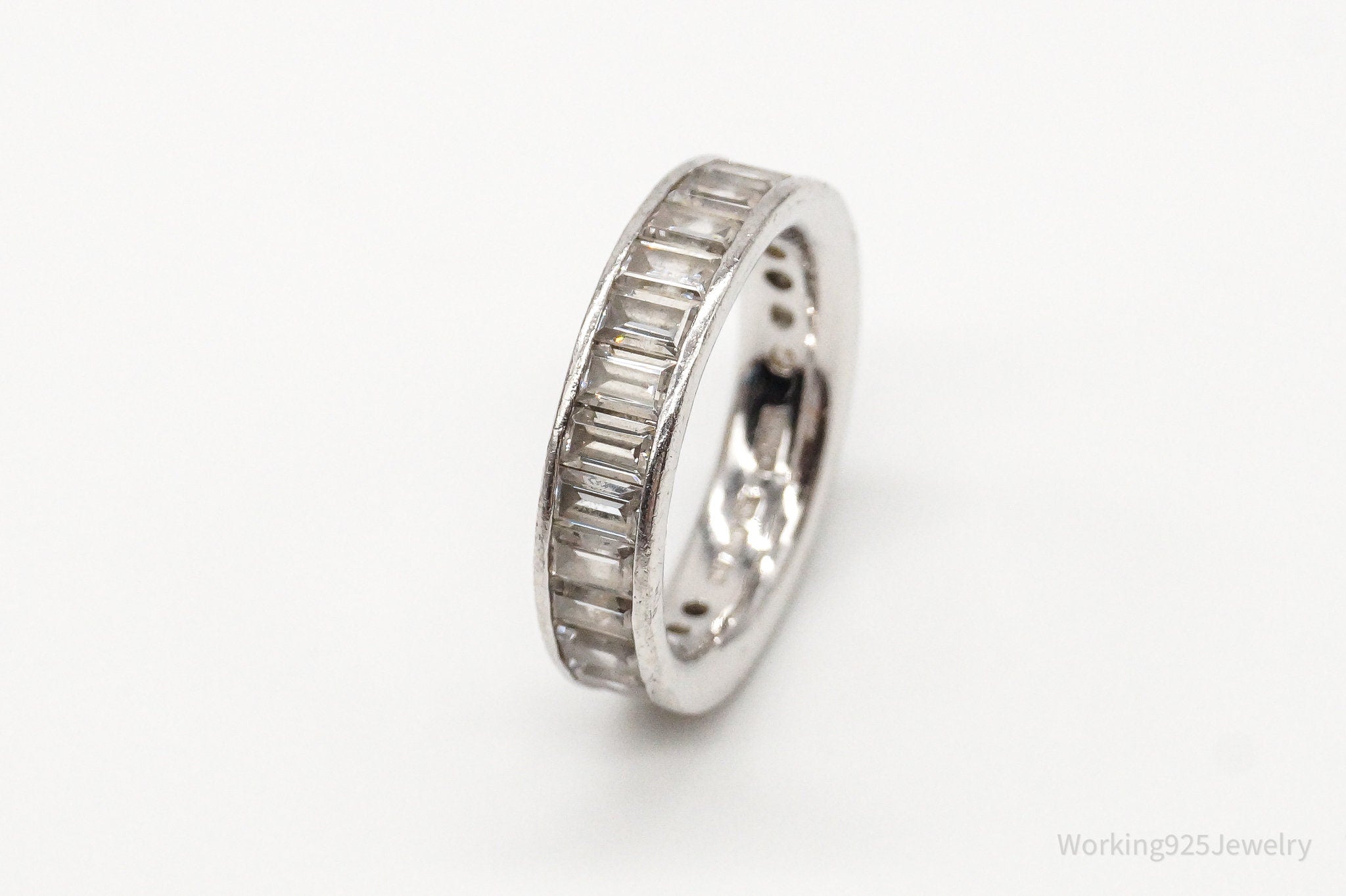 Vintage Cubic Zirconia Sterling Silver Ring - Size 6.25