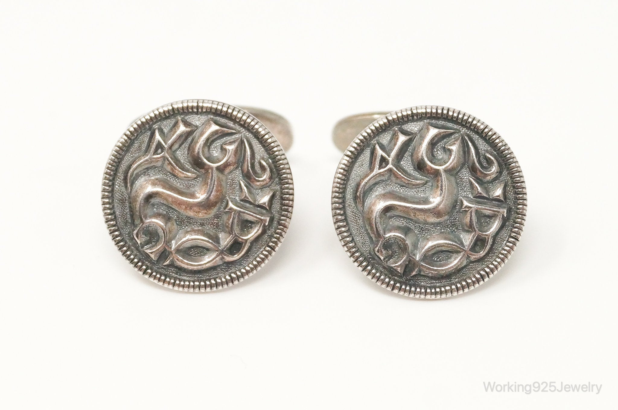 Vintage Norway Modernist David Andersen Viking Saga Sterling Silver Cufflinks