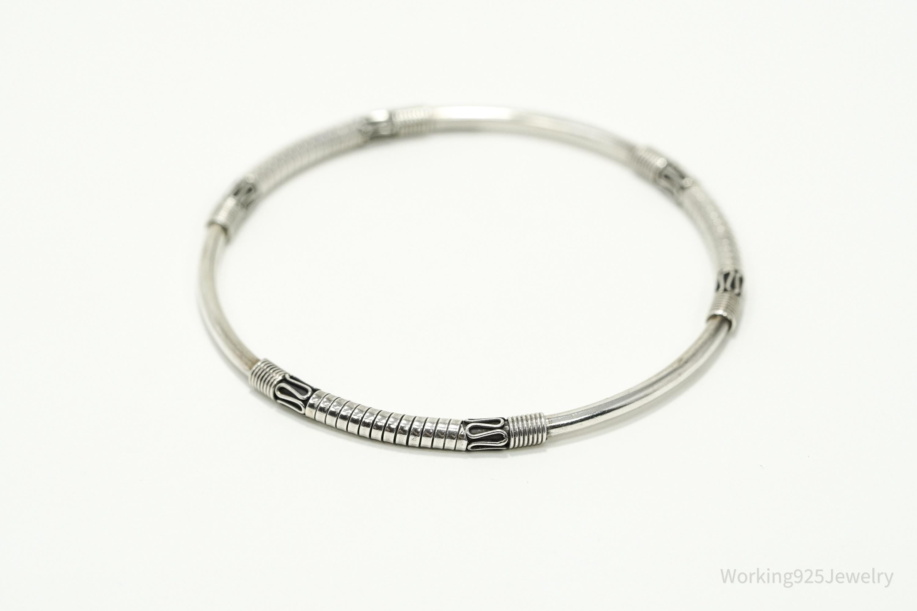 Vintage Designer BA Suarti Sterling Silver Bangle Bracelet 7 7/8"