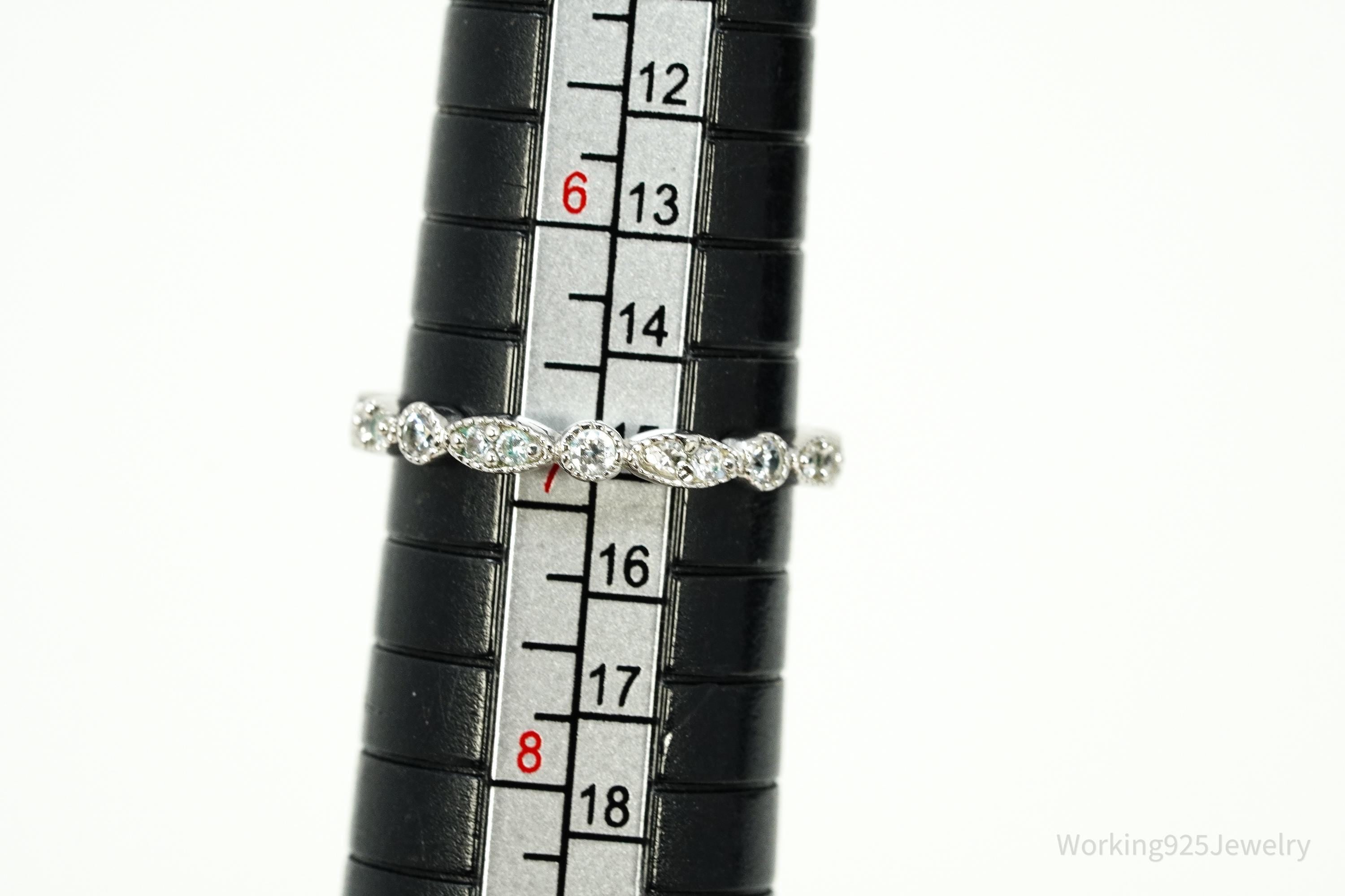 Vintage Cubic Zirconia Sterling Silver Band Ring - Size 6.75