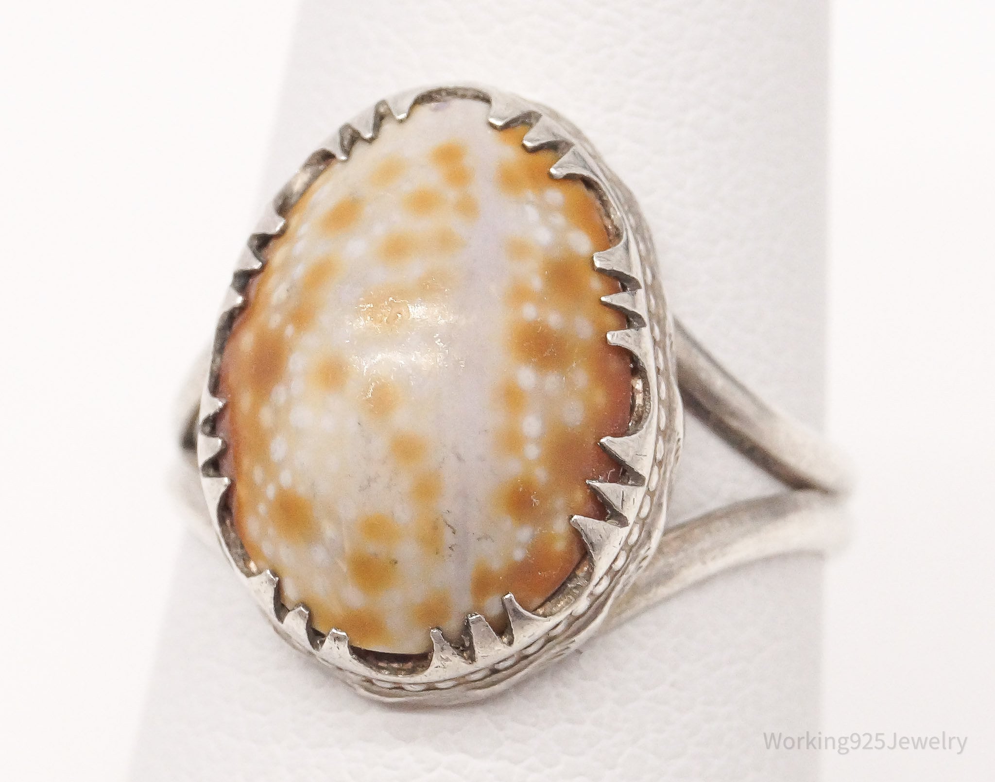 Antique Shell Silver Ring - Size 6.5