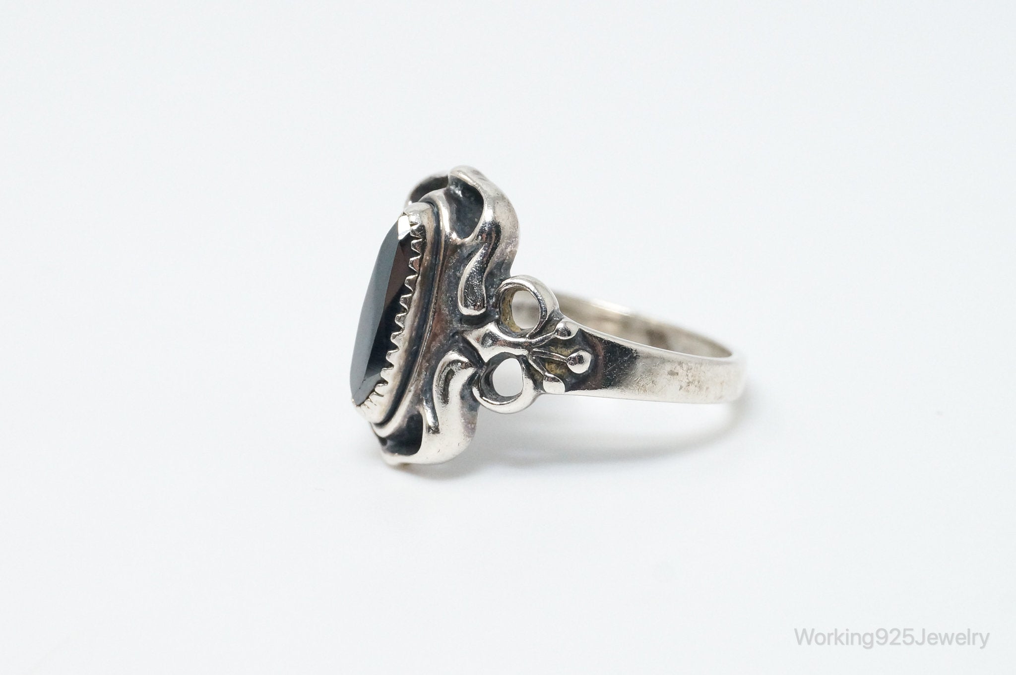 Vintage Wheeler Manufacturing Co Hematite Sterling Silver Ring - Size 6