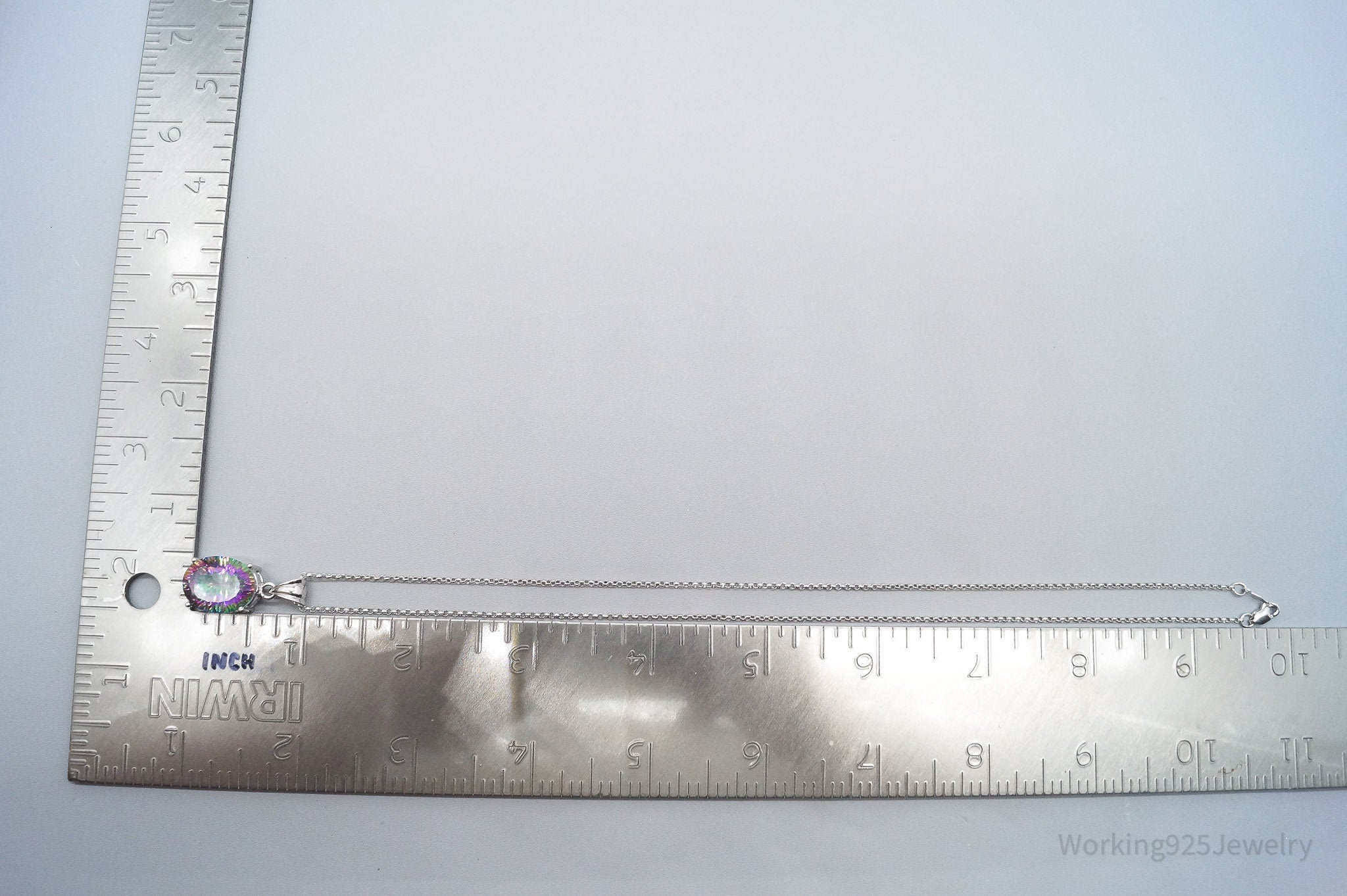Vintage Large Mystic Topaz Sterling Silver Necklace 18"