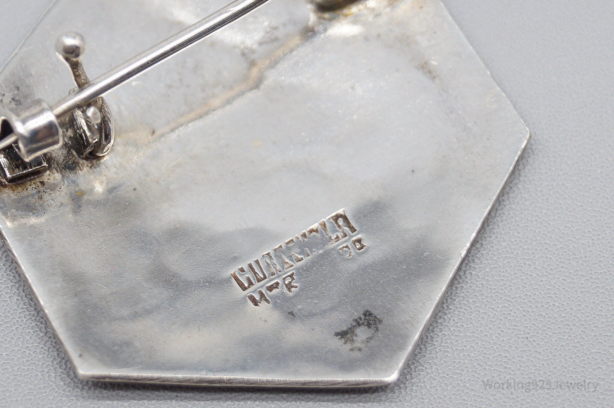 Large Vintage Guatemala Tribe Silver Brooch Pin