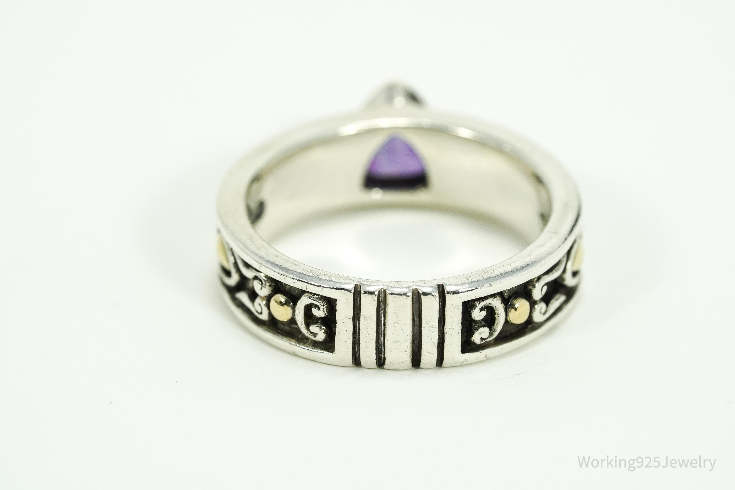 Ed Hardy Purple Amethyst 18K Yellow Gold Sterling Silver Ring - Size 7