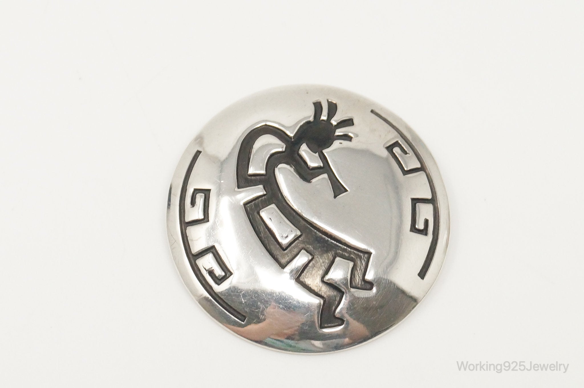 Vintage Native American Unsigned Dancing Kokopelli Sterling Silver Brooch Pin