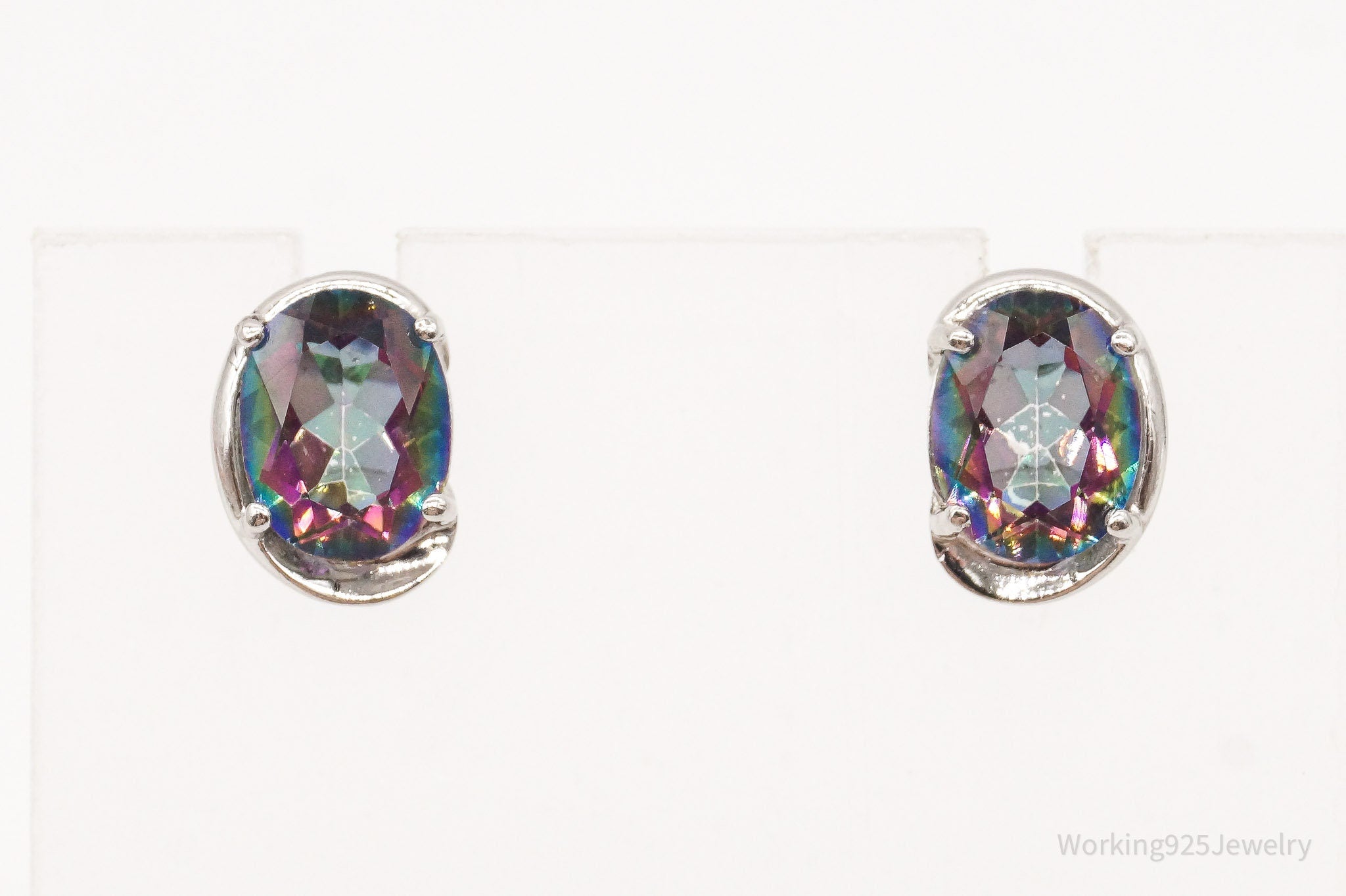 Vintage Mystic Topaz Sterling Silver Stud Post Earrings