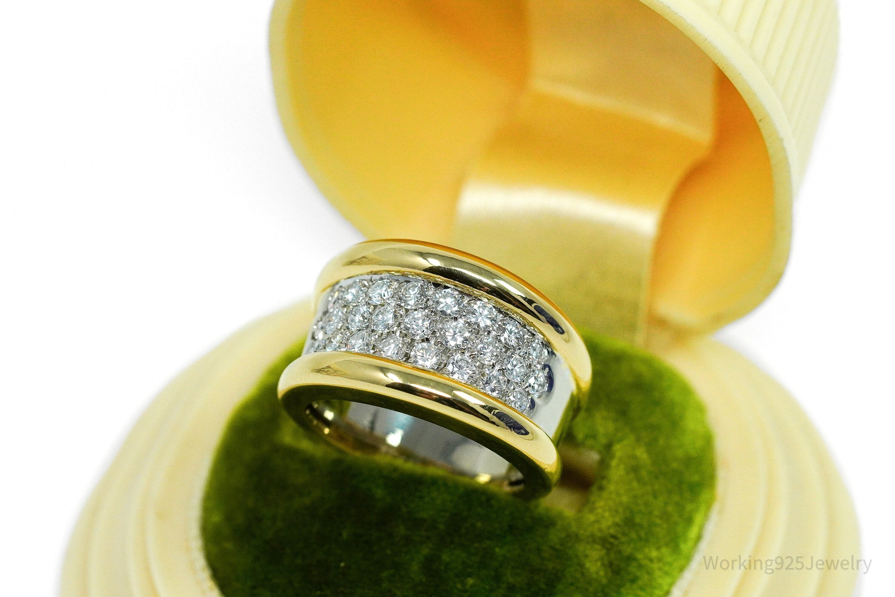 25 Prong Set Diamonds & 18K Gold Two Tone Ring - Size 6.75