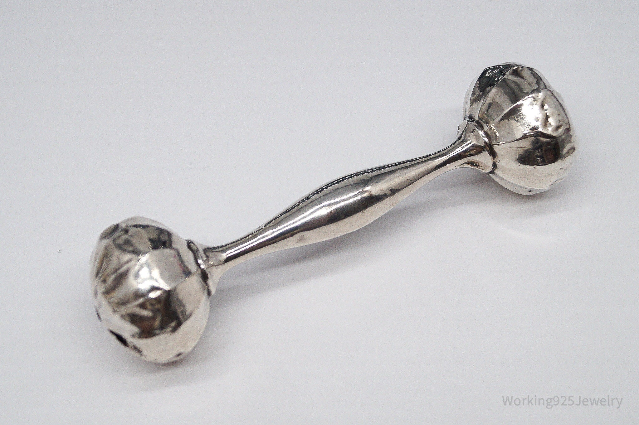 Antique Designer Webster Large Sterling Silver Baby Rattle