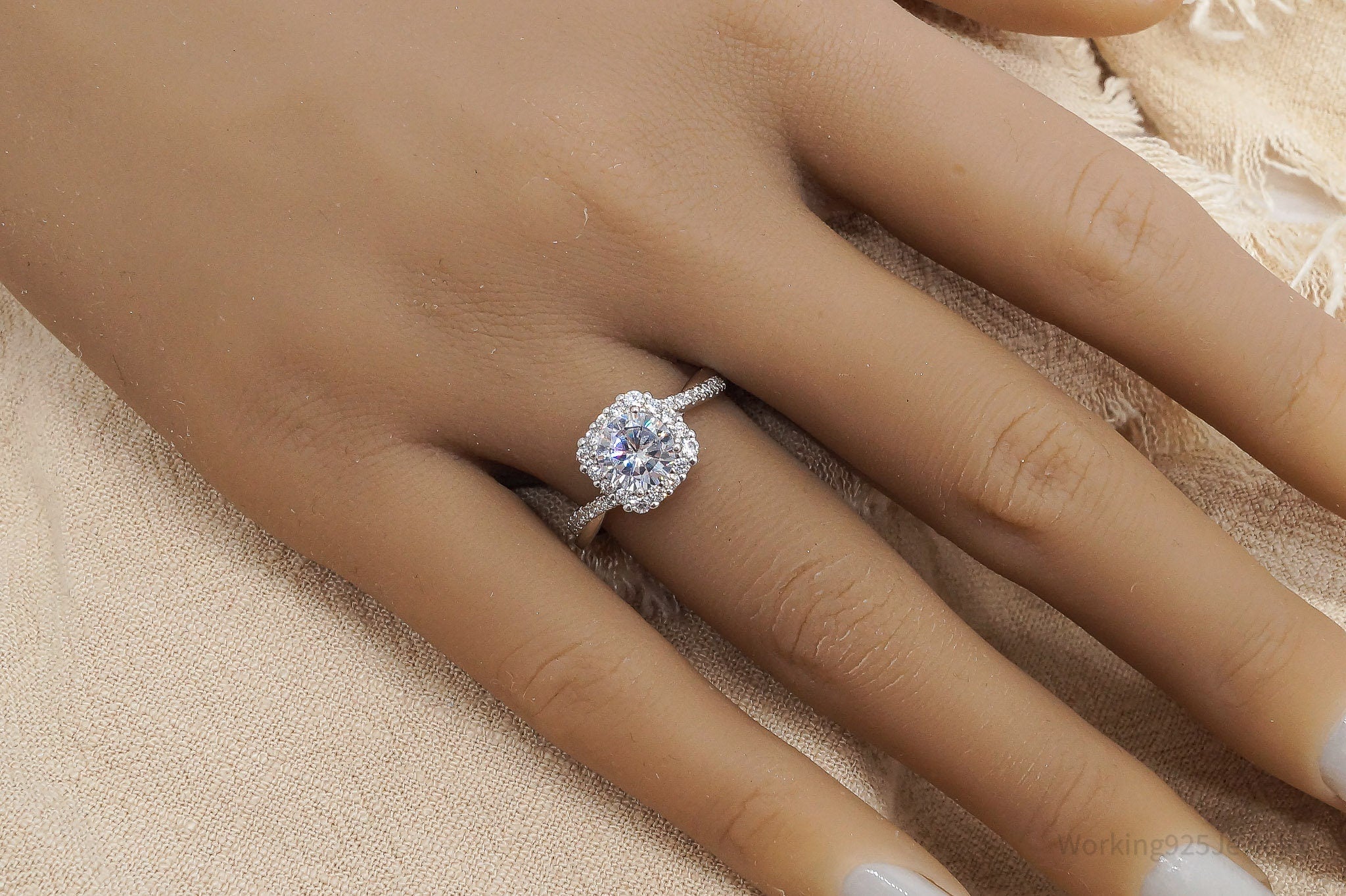Vintage London Designer IBB Cubic Zirconia Sterling Silver Ring - Size 7