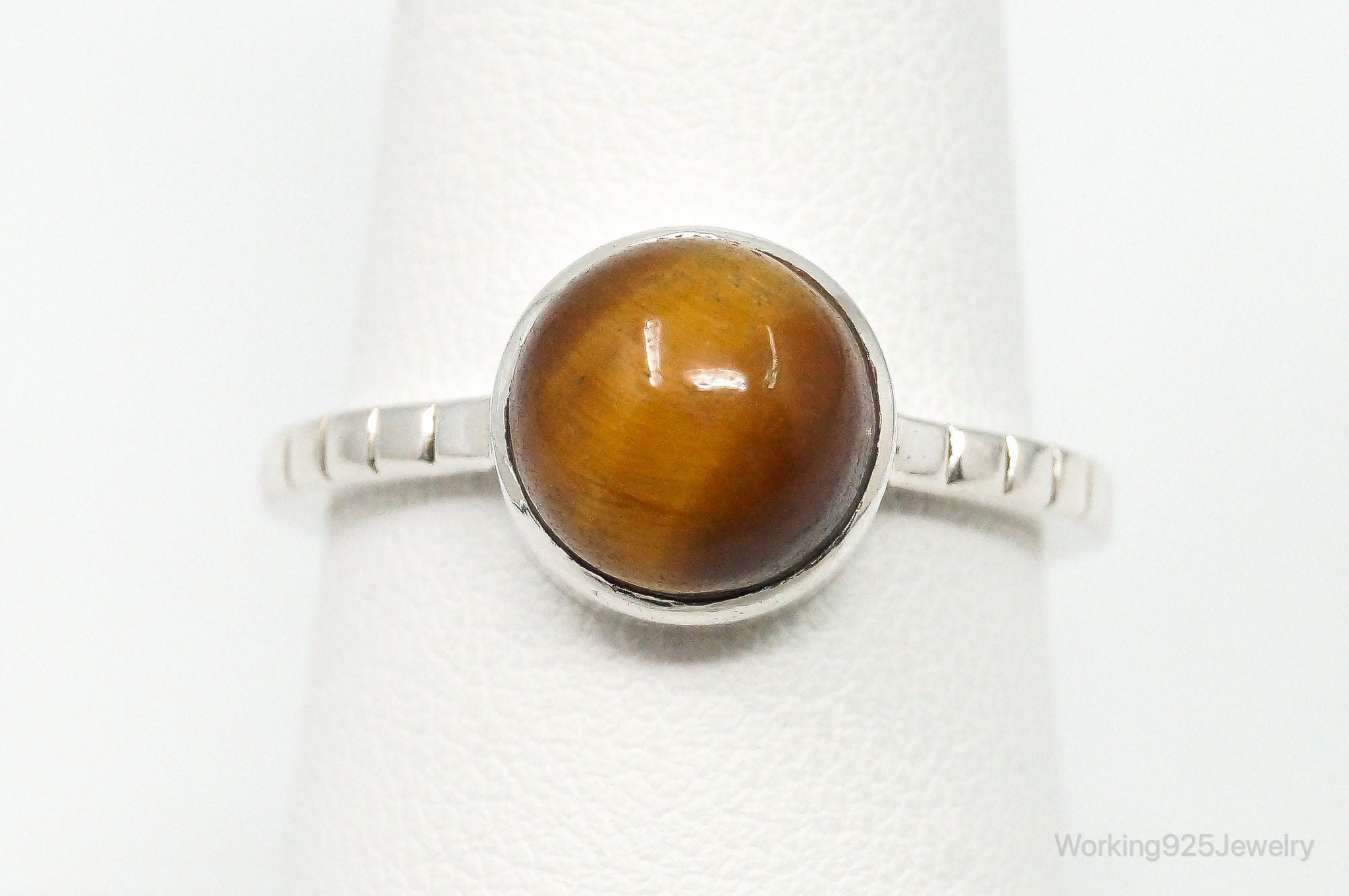 Vintage Tigers Eye Sterling Silver Ring - Size 7.75