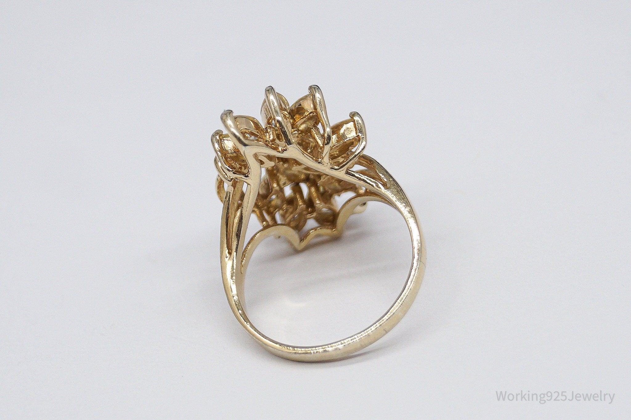 Vintage PAJ Yellow Cubic Zirconia Gold Vermeil Sterling Silver Ring Size 8.25