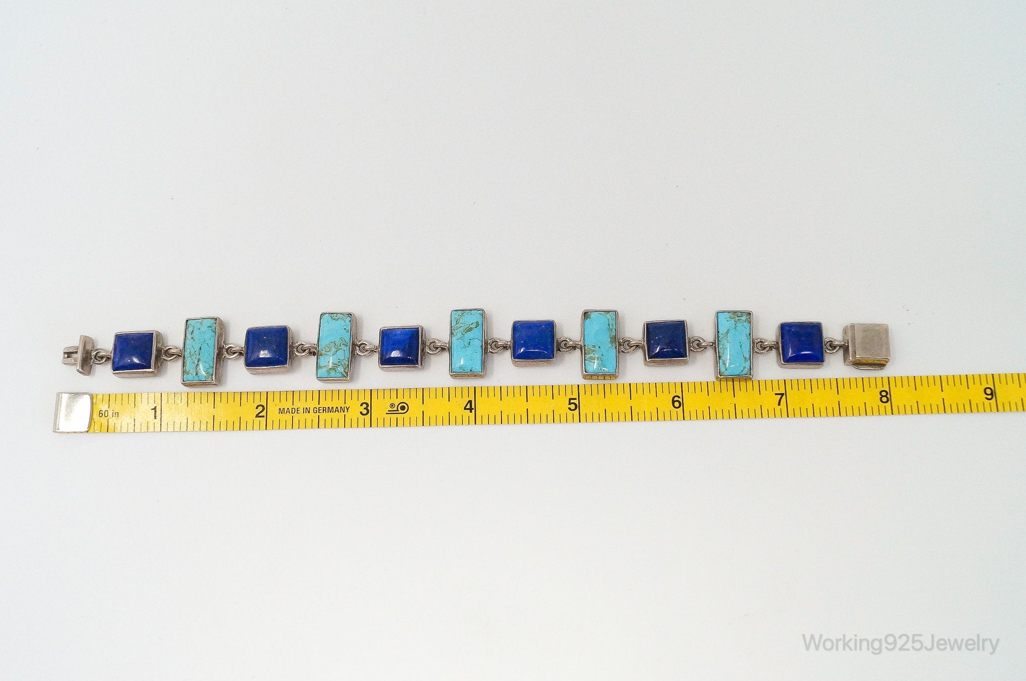 Vintage Sheri Liebert Turquoise Lapis Lazuli Sterling Silver Bracelet