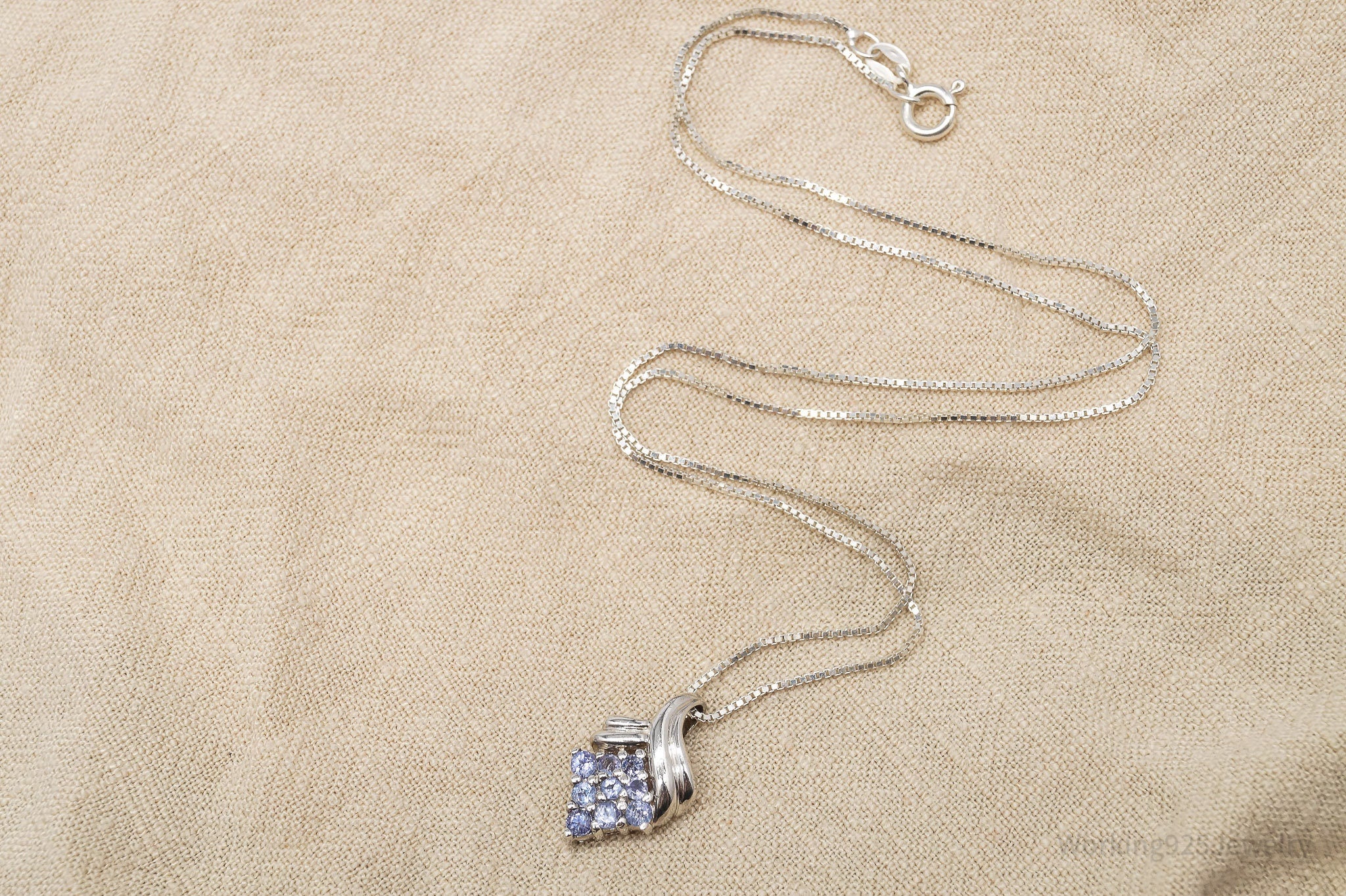 Vintage Tanzanite Sterling Silver Necklace 18"