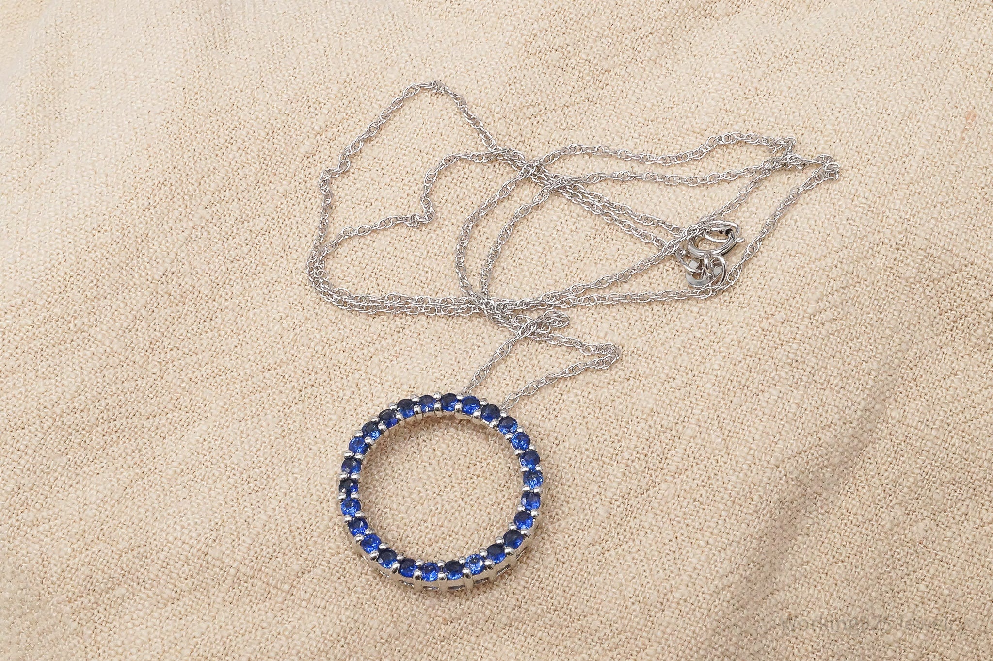 Vintage Sapphire Sterling Silver Necklace 18"