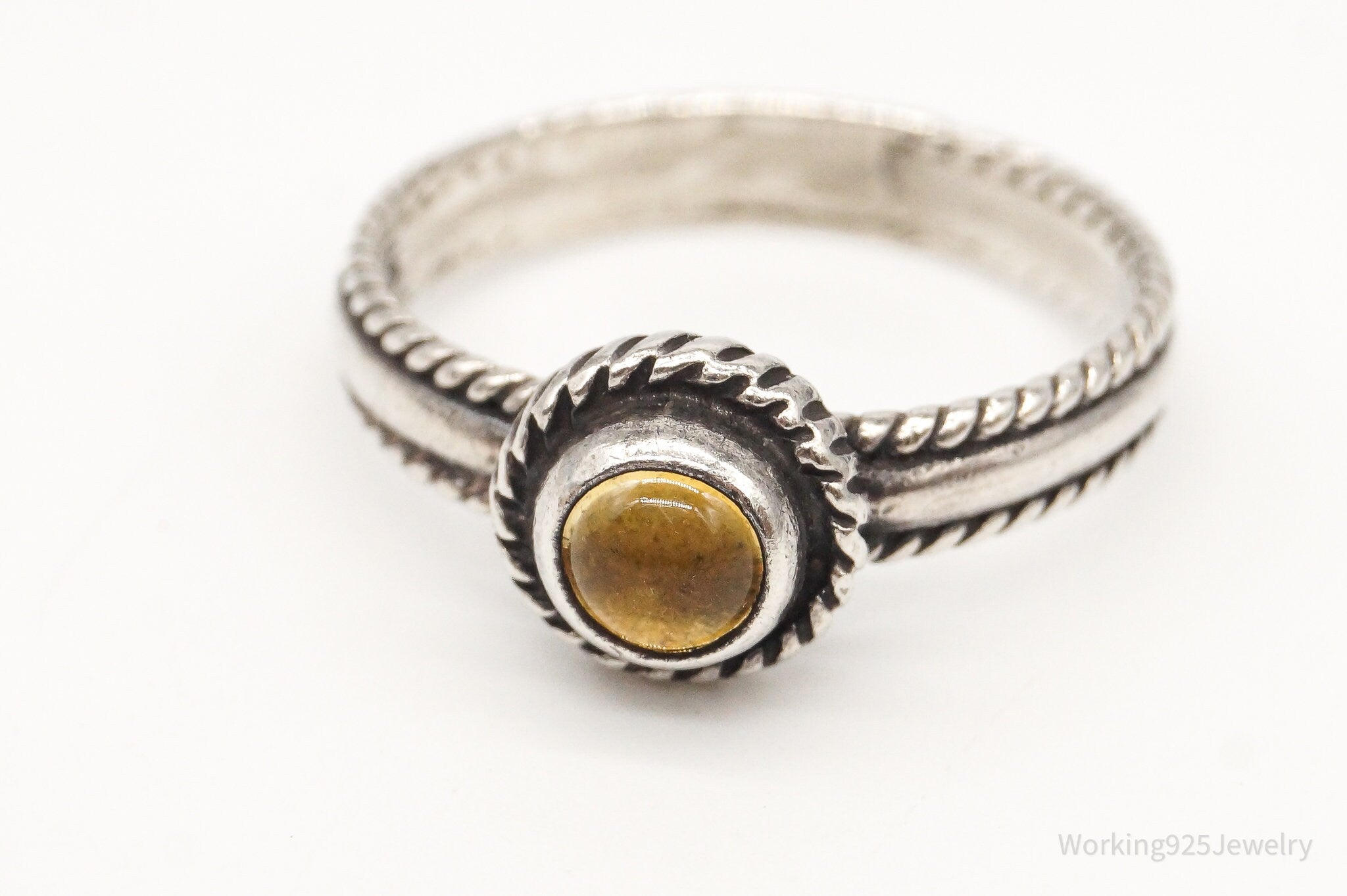 Vintage Citrine Sterling Silver Ring - Size 8.75