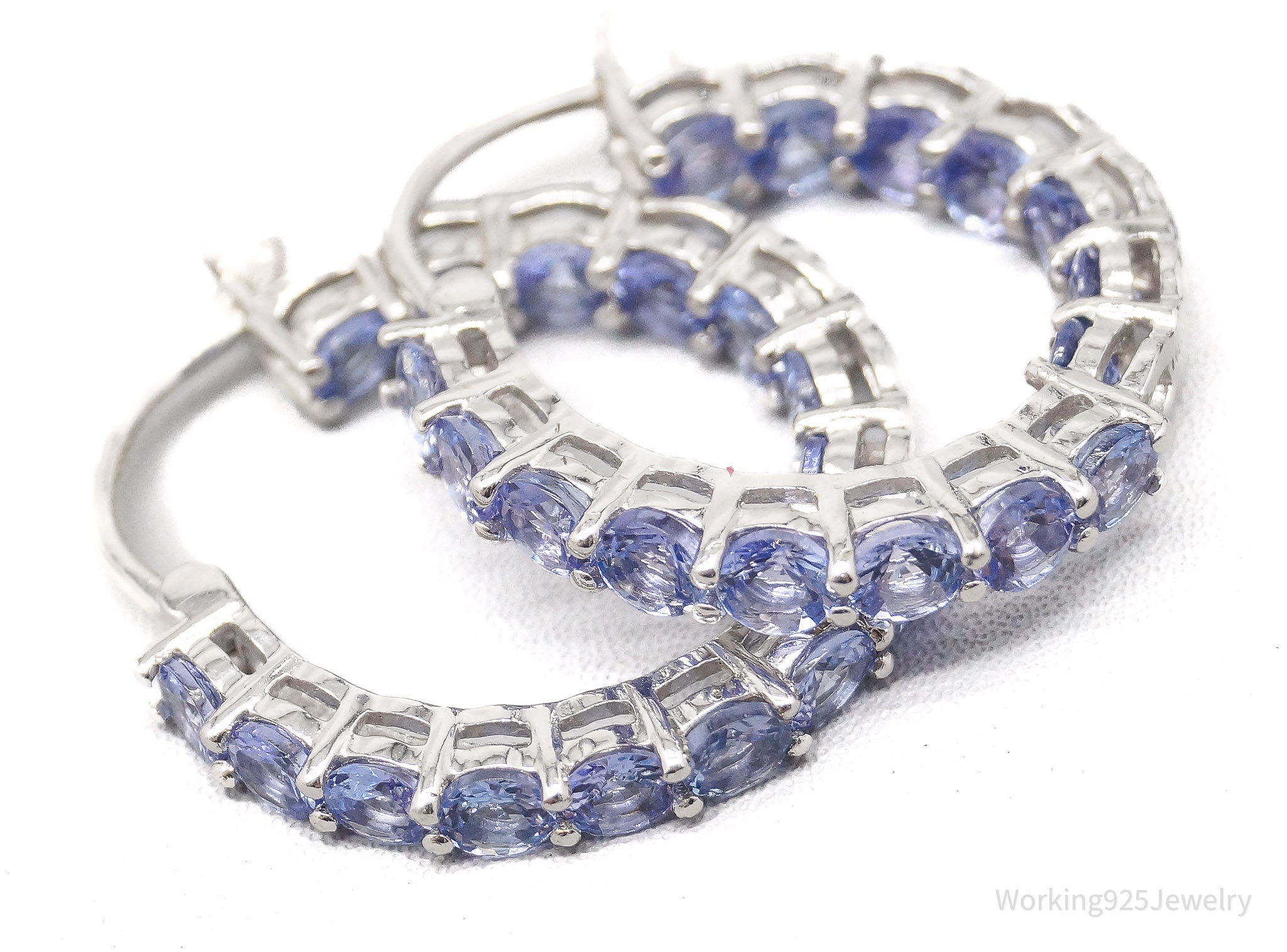 QVC GIE Tanzanite Hoop Sterling Silver Earrings