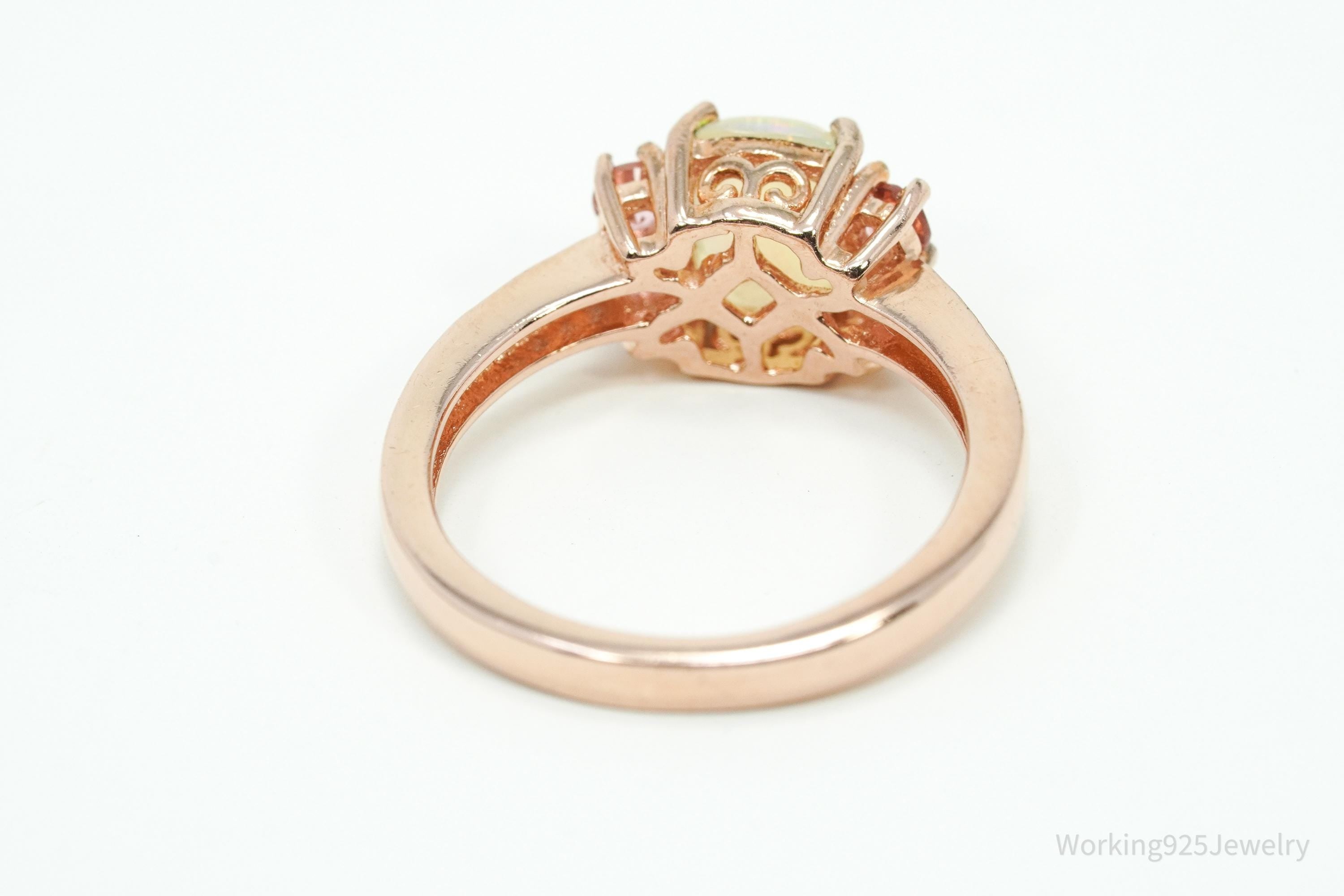D'Joy Multi Gemstone Rose Gold Over Sterling Silver Ring - Size 6