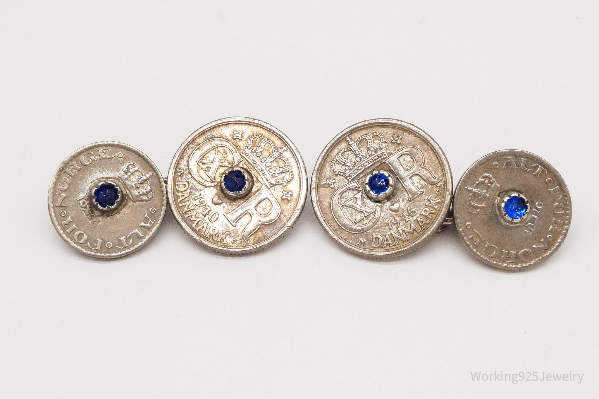 Rare Vintage Denmark Danmark Coins Cufflinks