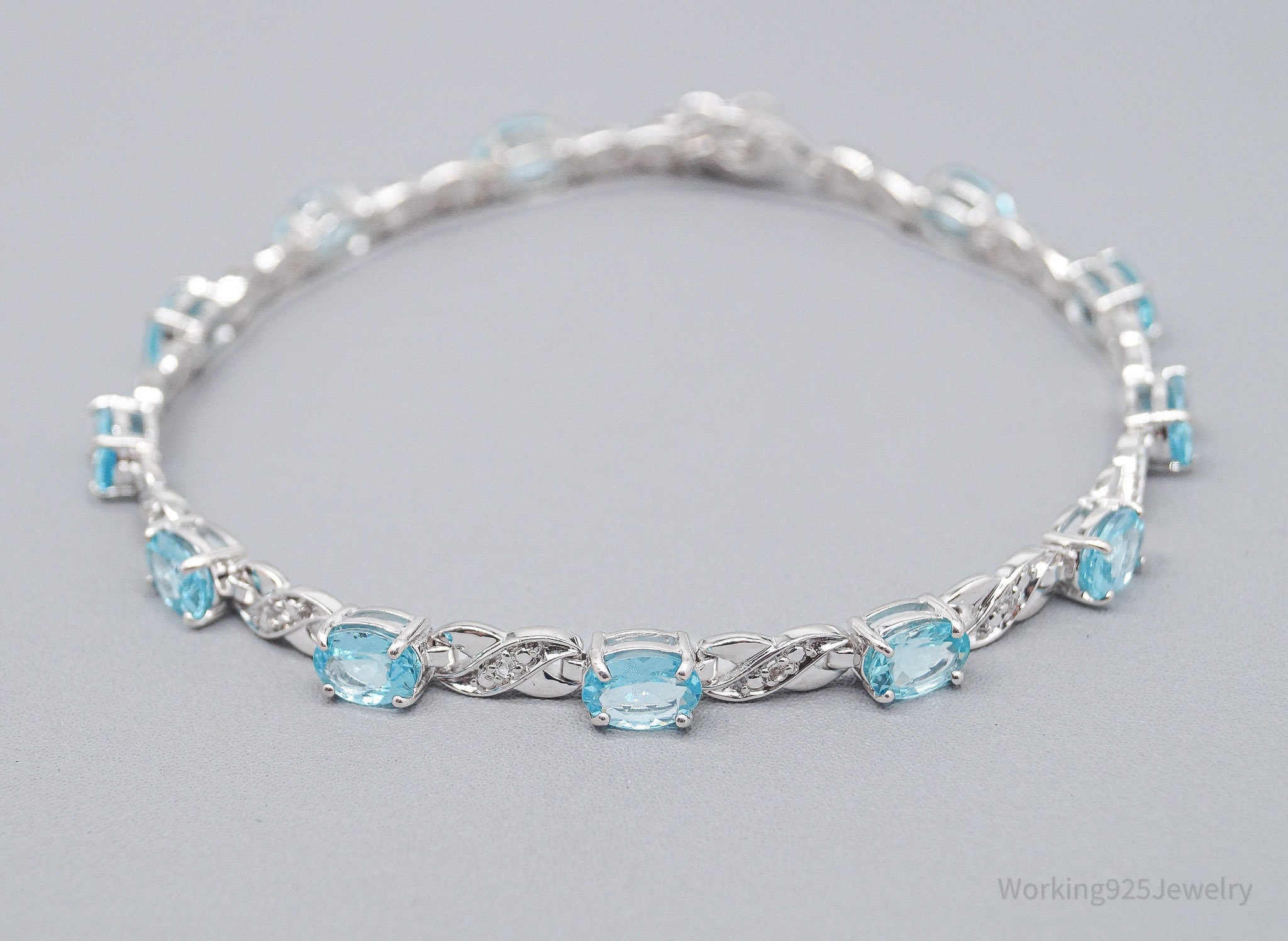 JTV TGGC Blue & White Topaz Sterling Silver Bracelet / Anklet