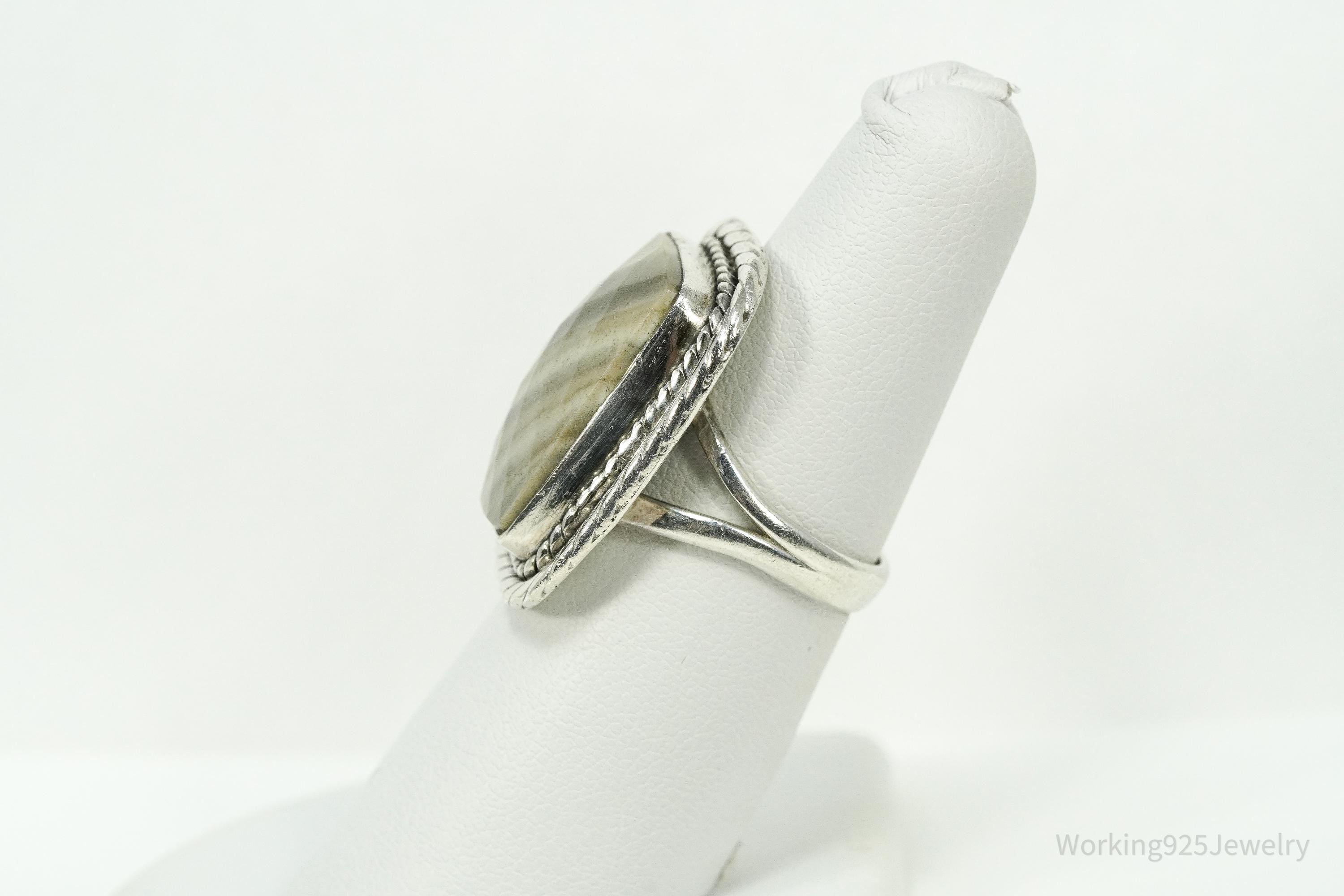 Vintage Lace Gemstone Sterling Silver Ring - Size 7