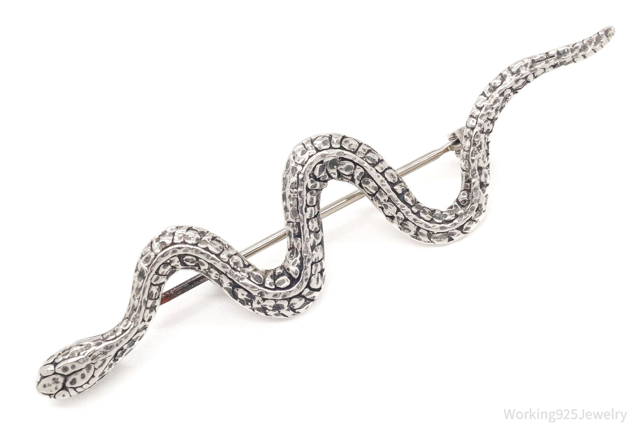 Vintage Snake Sterling Silver Pendant Brooch Pin