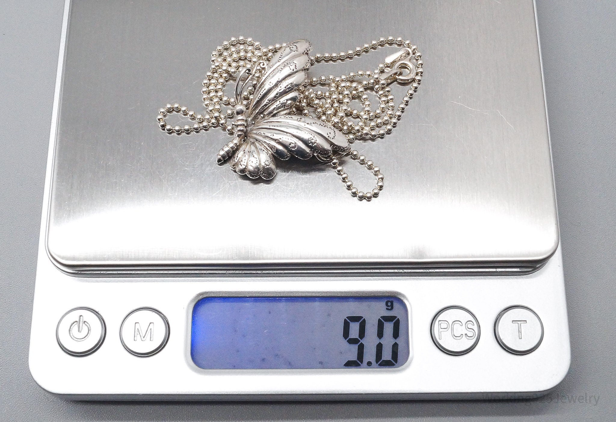 Vintage Butterfly Sterling Silver Necklace 24"