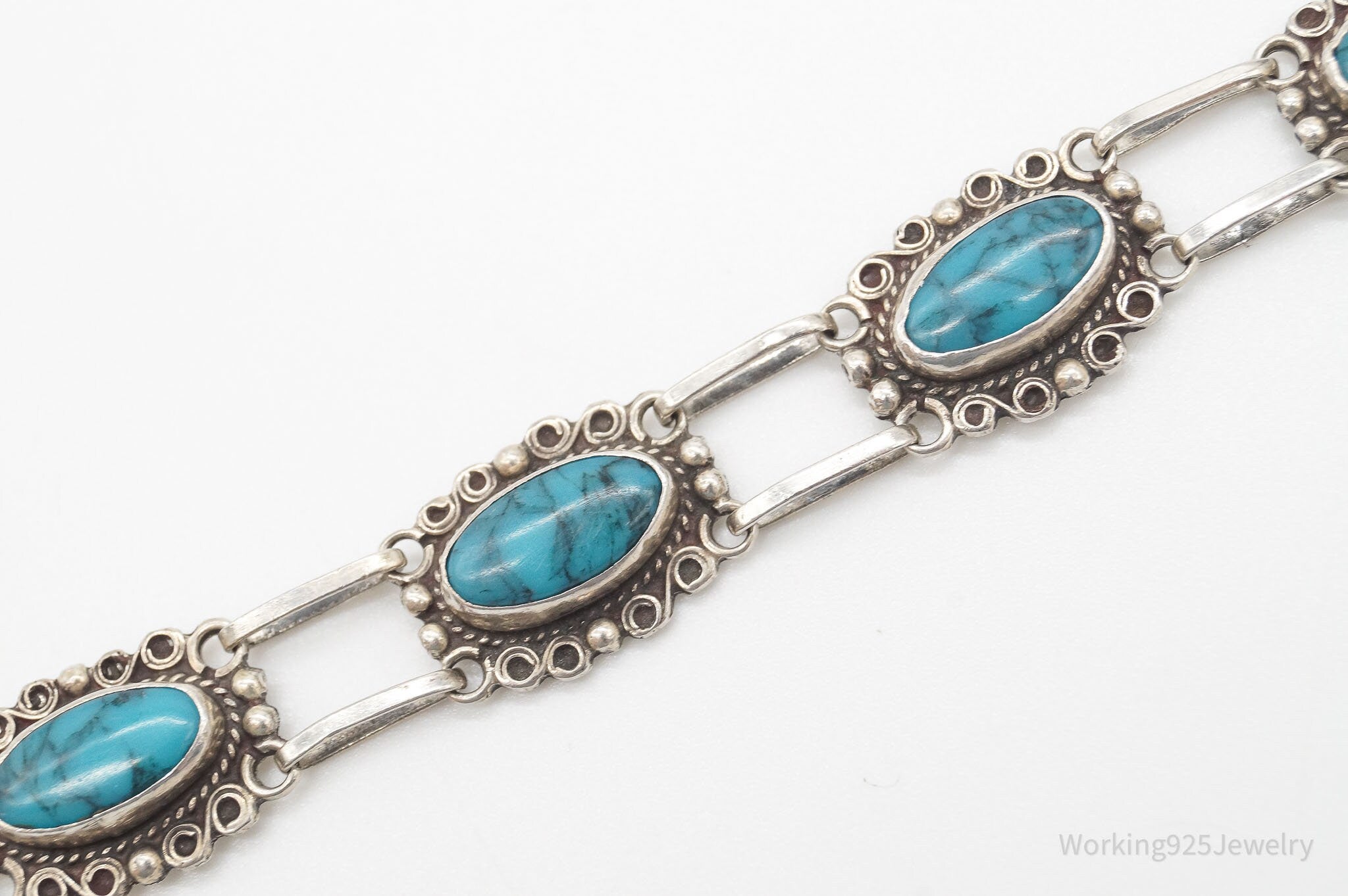 Vintage Handmade Native American Turquoise Sterling Silver Bracelet