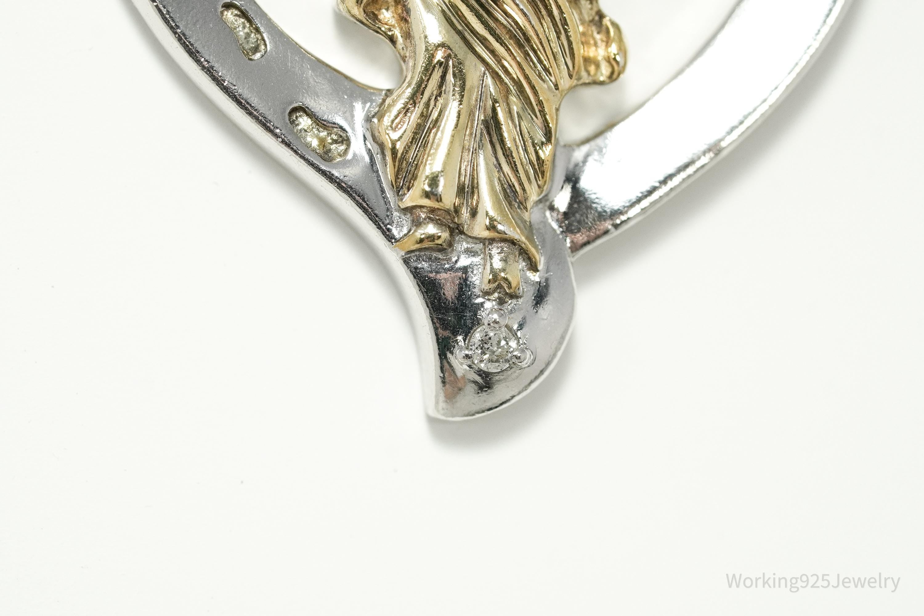 Vintage BGE "Our Father" Diamond Two Tone Sterling Silver Heart Pendant