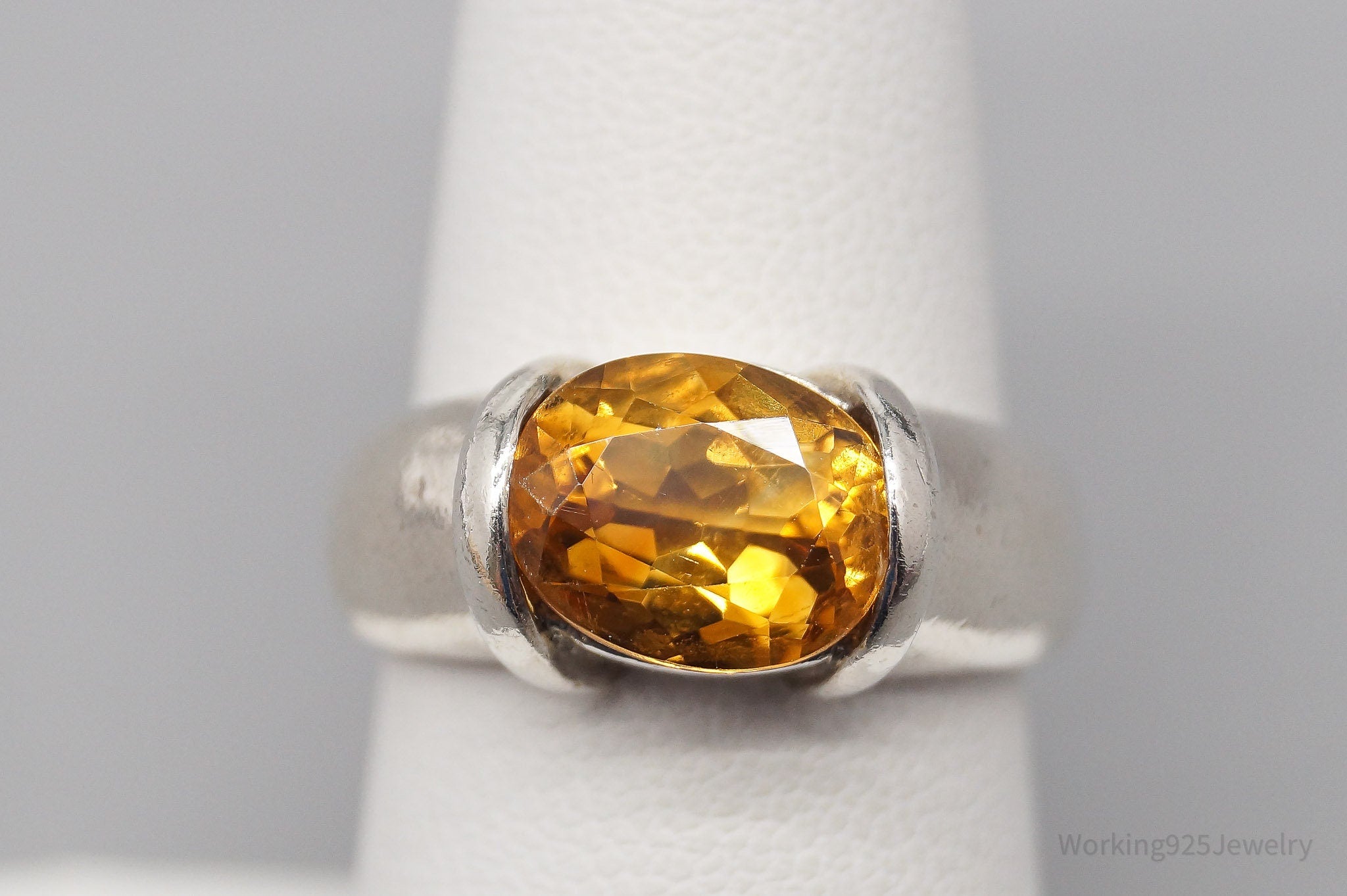 Vintage Native Designer Carolyn Pollack Citrine Sterling Silver Ring - Size 7