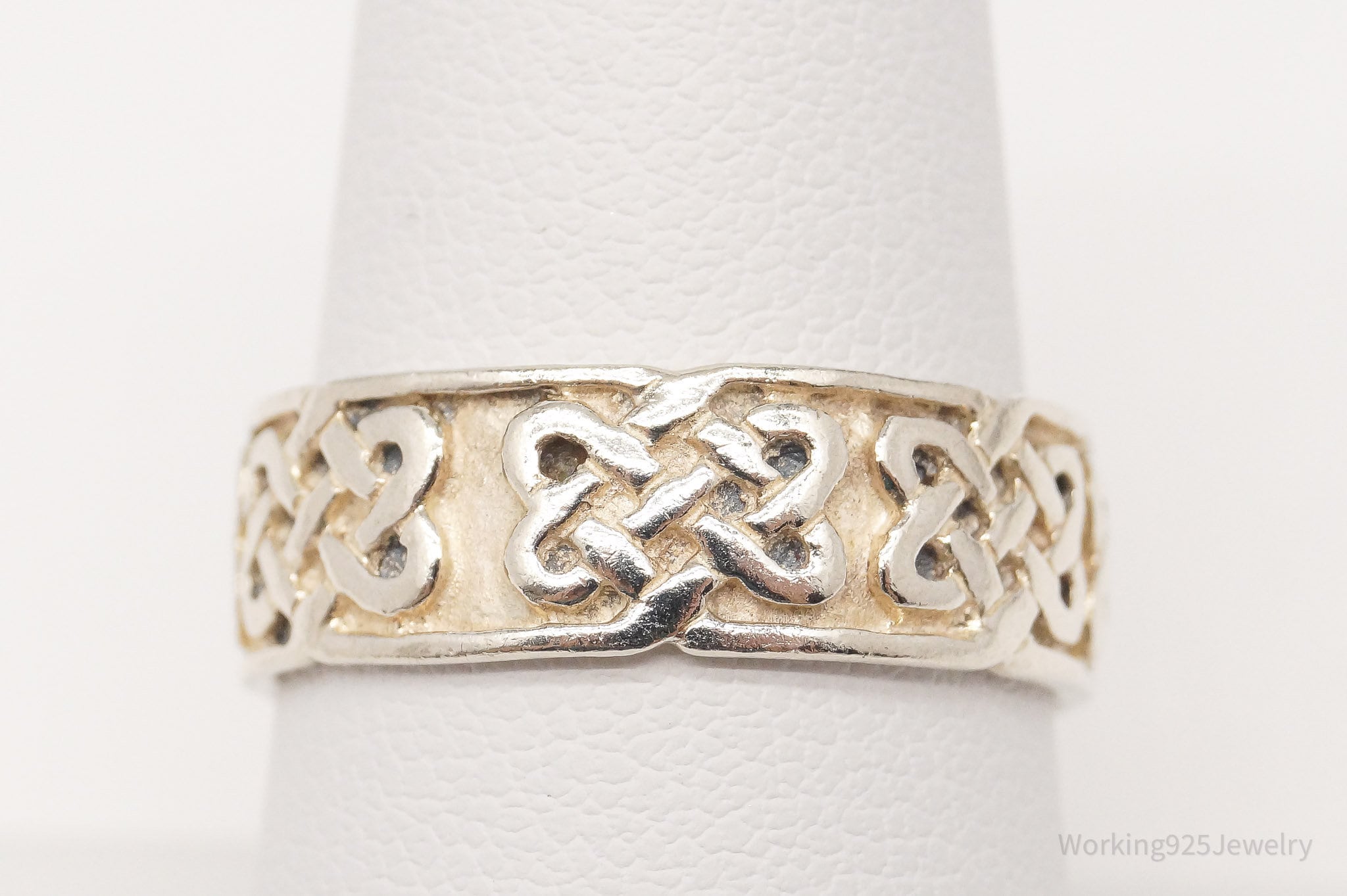 Vintage PSCL Celtic Knot Design Sterling Silver Band Ring - Size 8.25