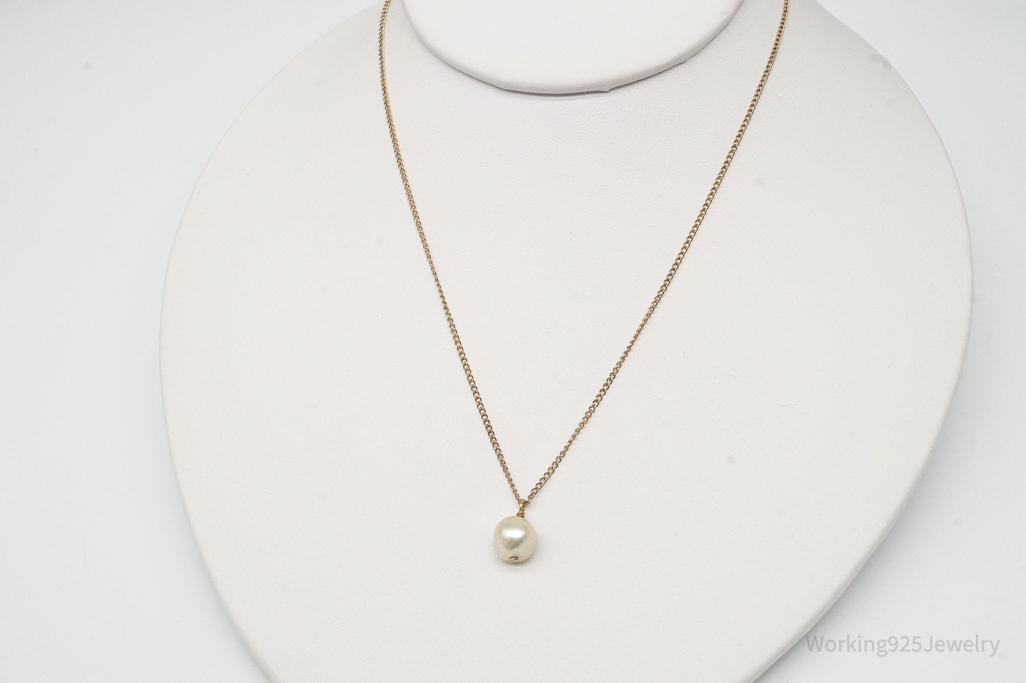 Antique Pearl 12K Gold Filled Chain Link Necklace