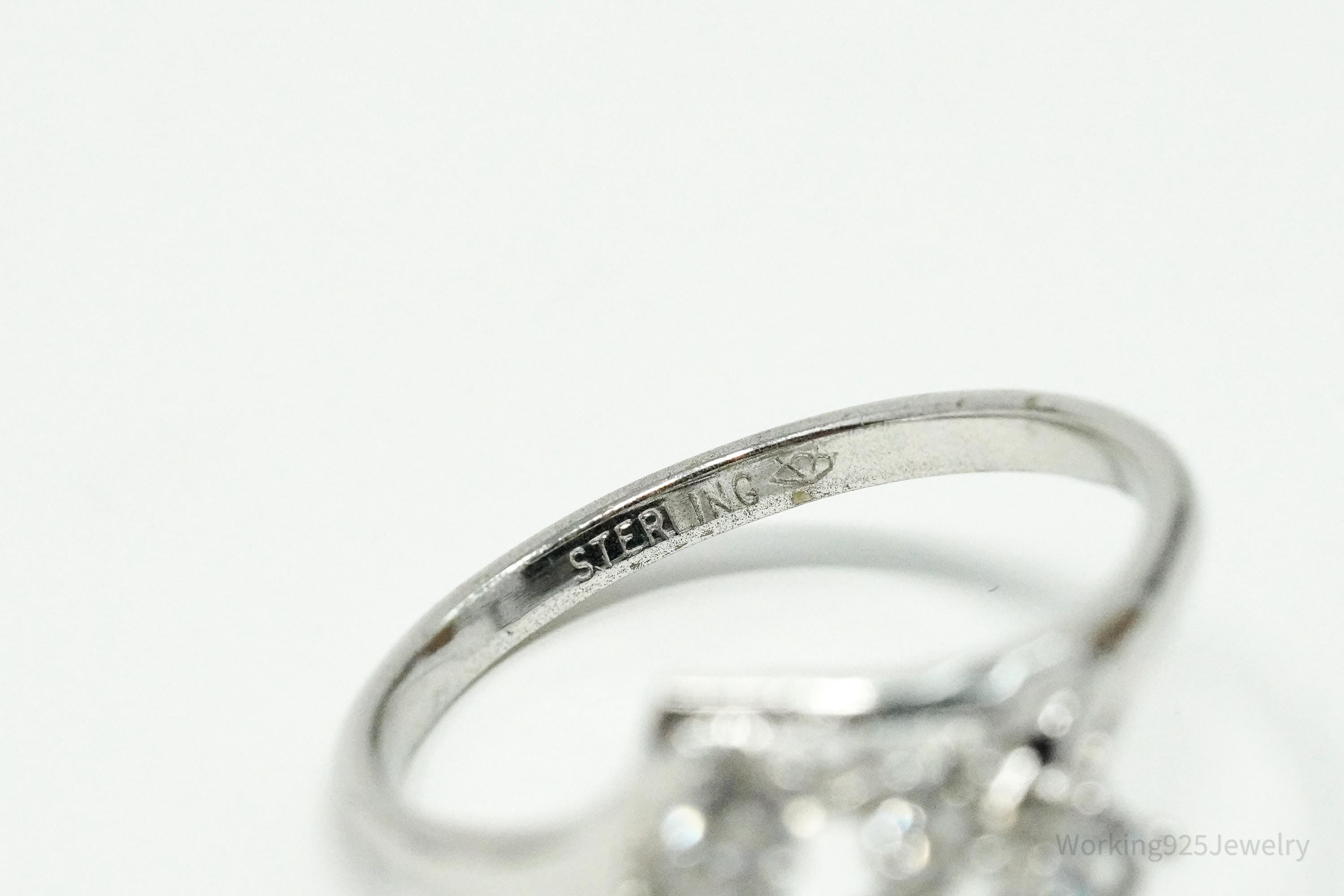 RARE Vintage Mid Century Vargas Mfg. Co. White Topaz Sterling Silver Ring - Size 9