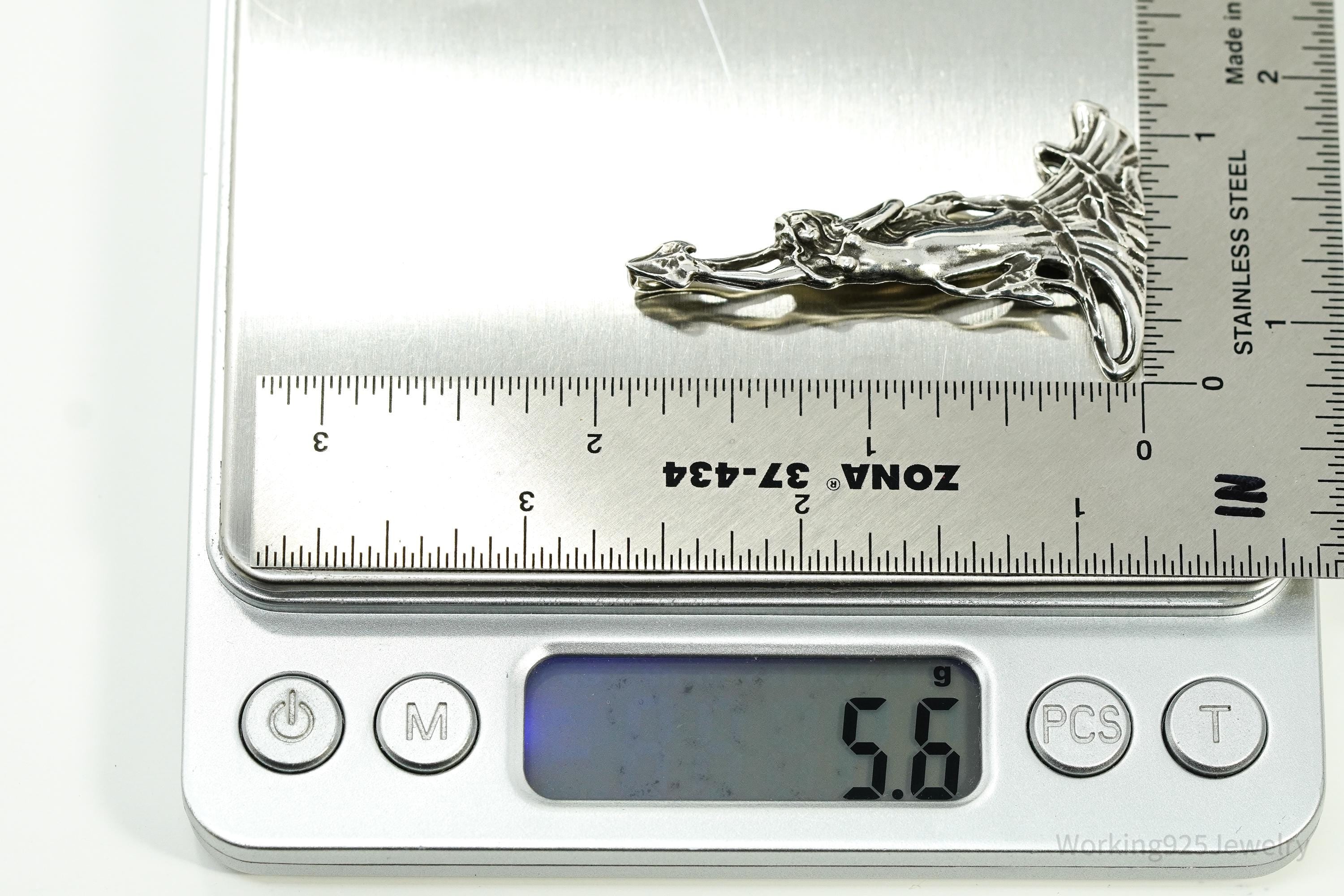 Vintage Art Nouveau Style Woman Sterling Silver Pendant
