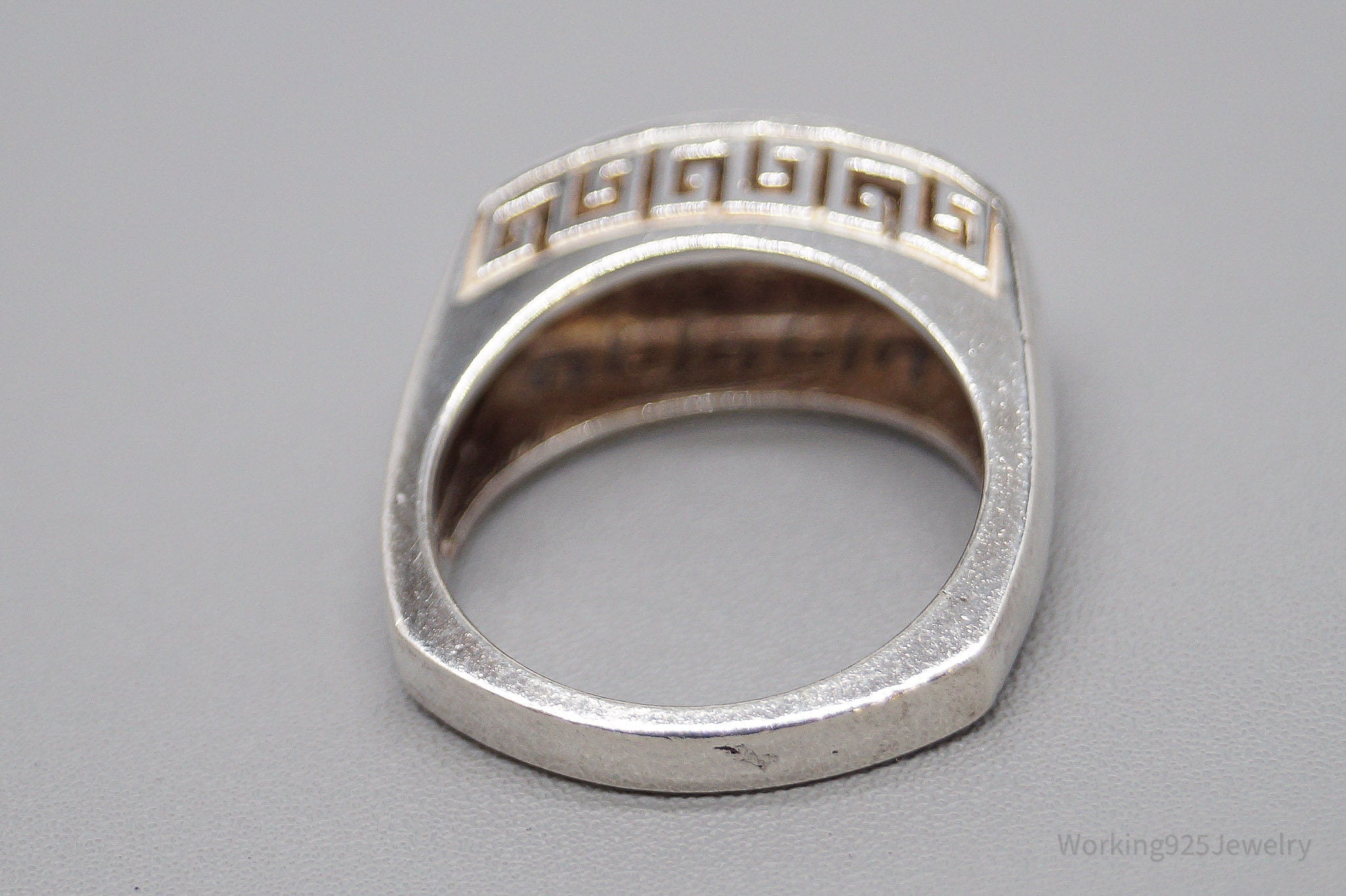 Vintage Greek Key 999 Silver Band Ring - Size 6