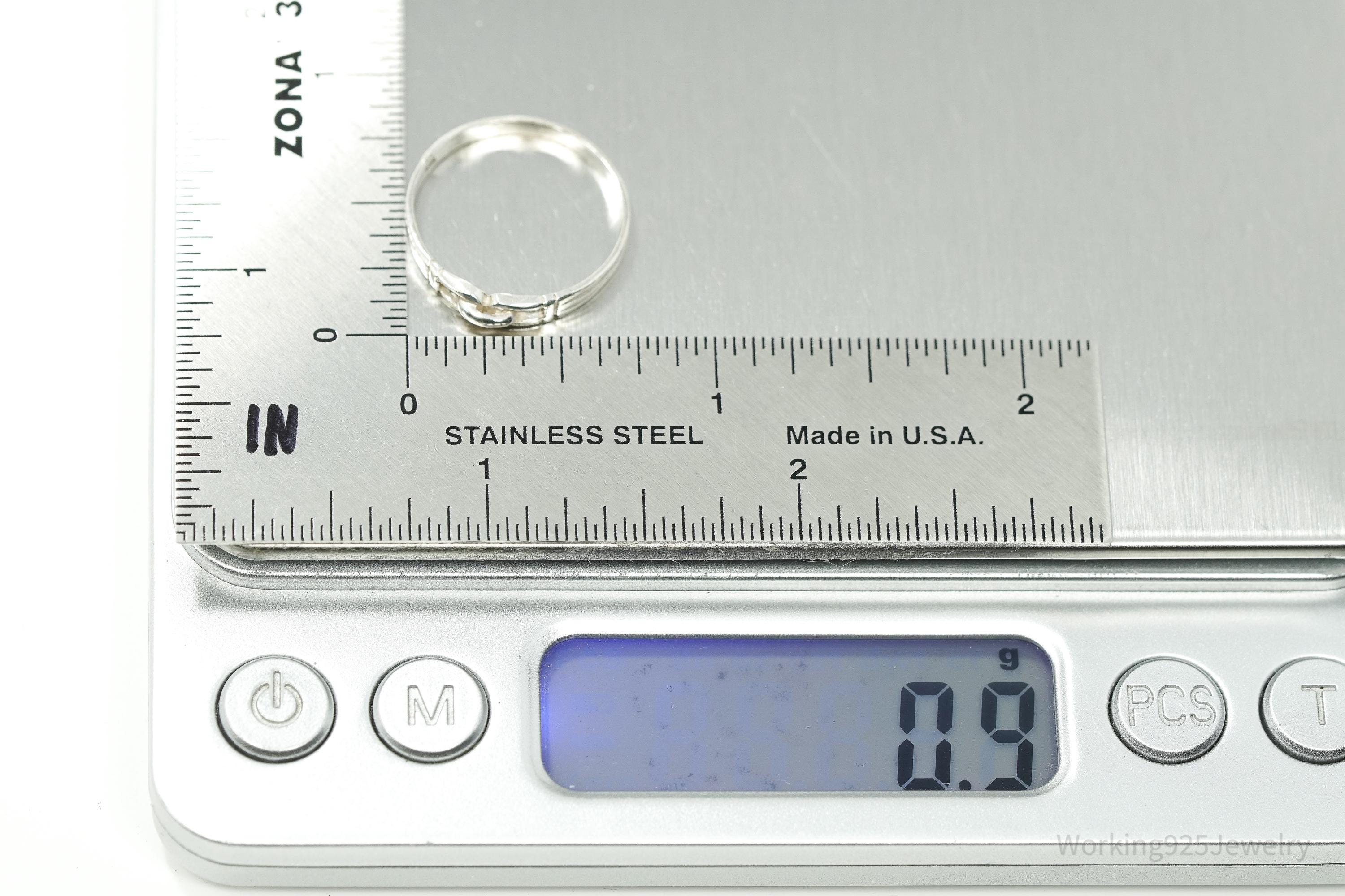 Vintage Link Modernist Style Sterling Silver Ring - Size 7