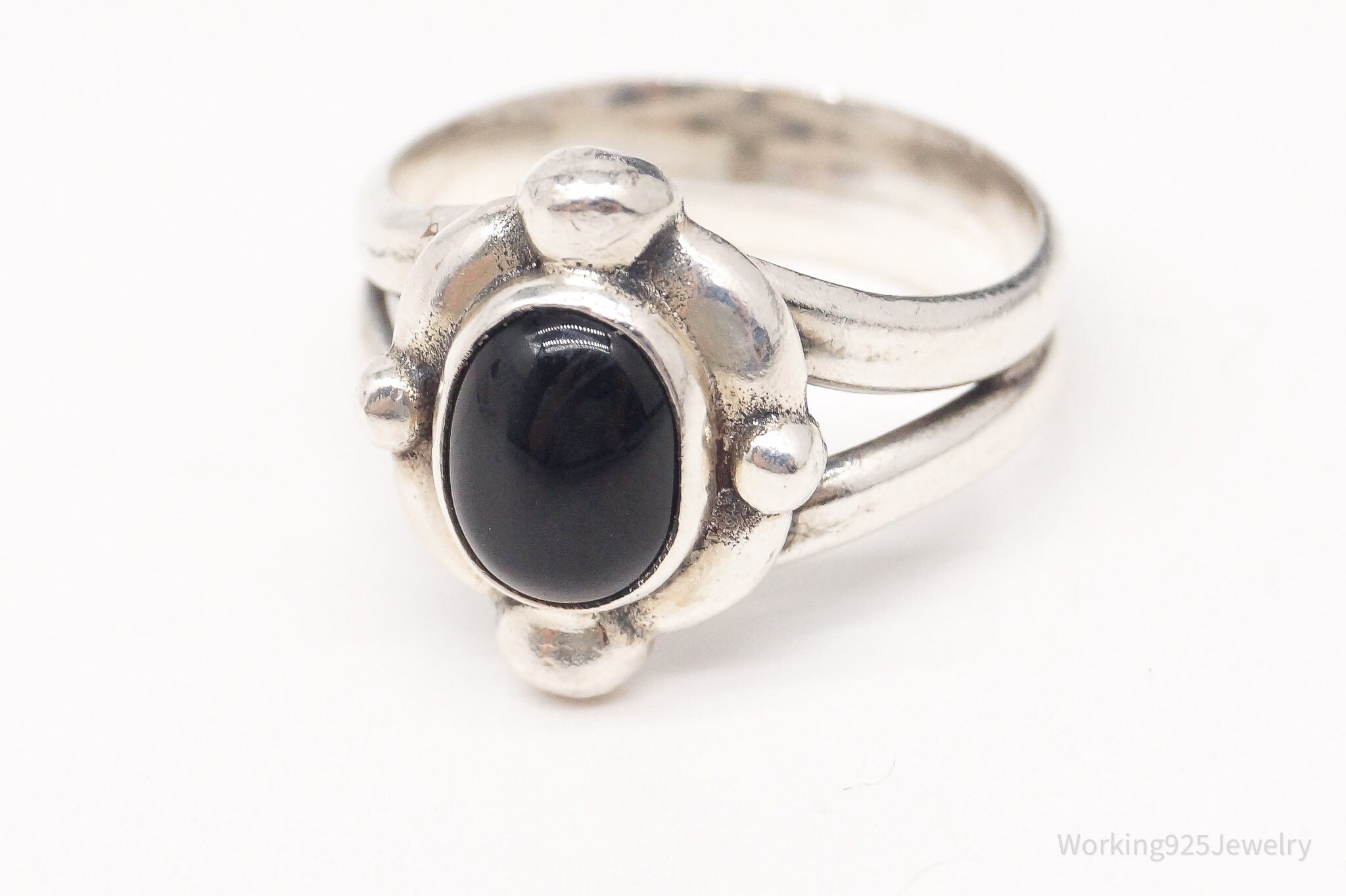 Vintage Designer BOMA Black Onyx Sterling Silver Ring - Size 5.5