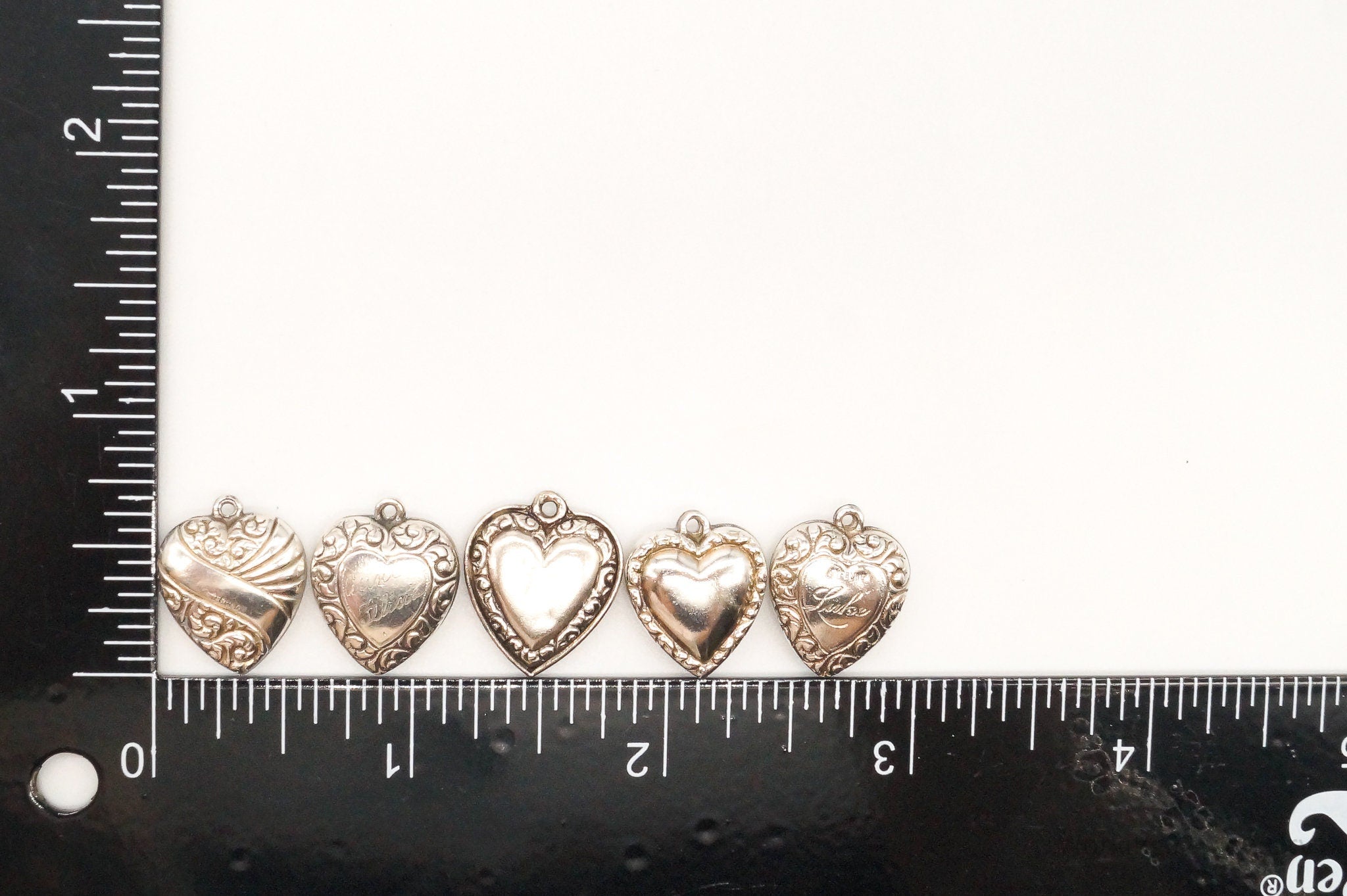 Vintage Puffy Hearts Sterling Silver Charms Lot