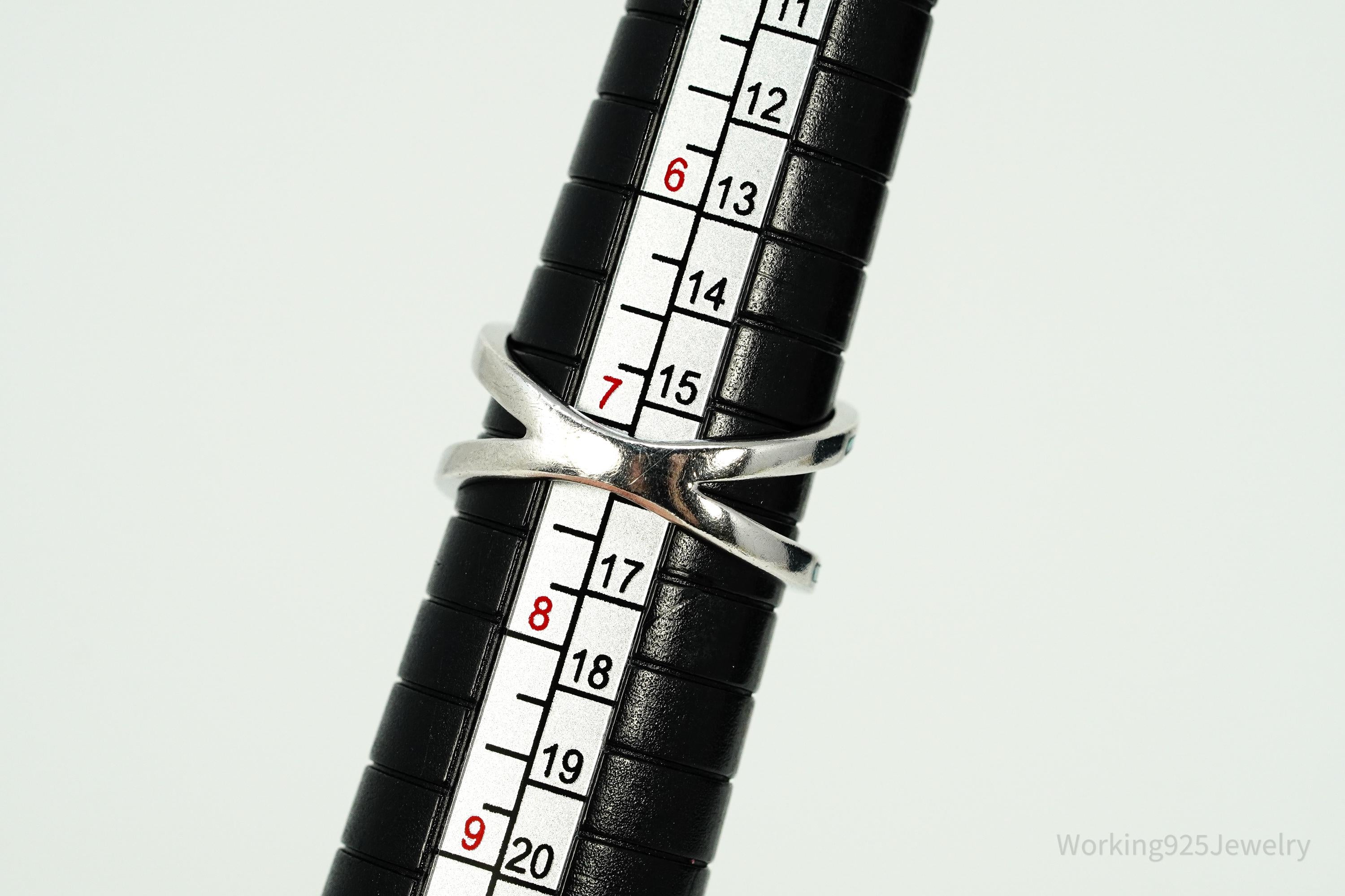 Vintage Opal Inlay Sterling Silver Arrow Ring - Size 7.25