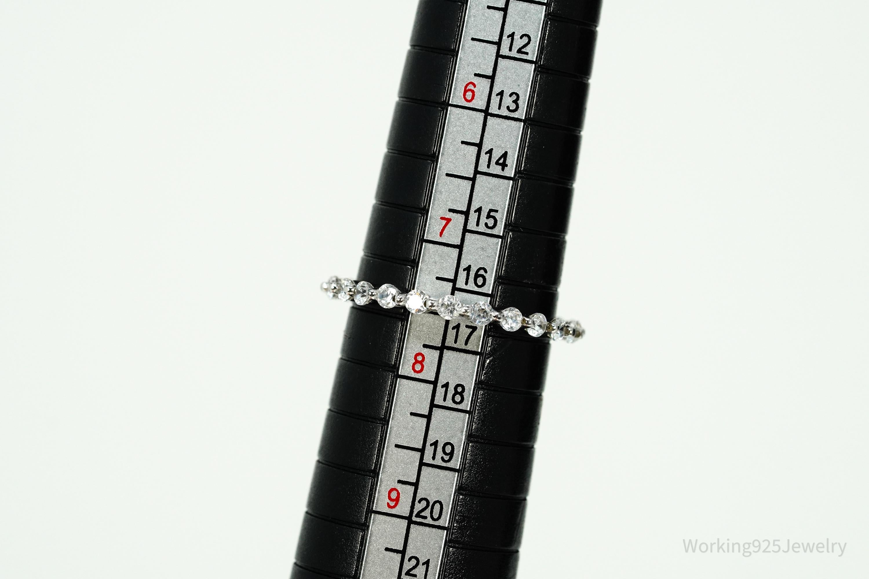 Vintage Cubic Zirconia Sterling Silver Band Ring - Size 7.5