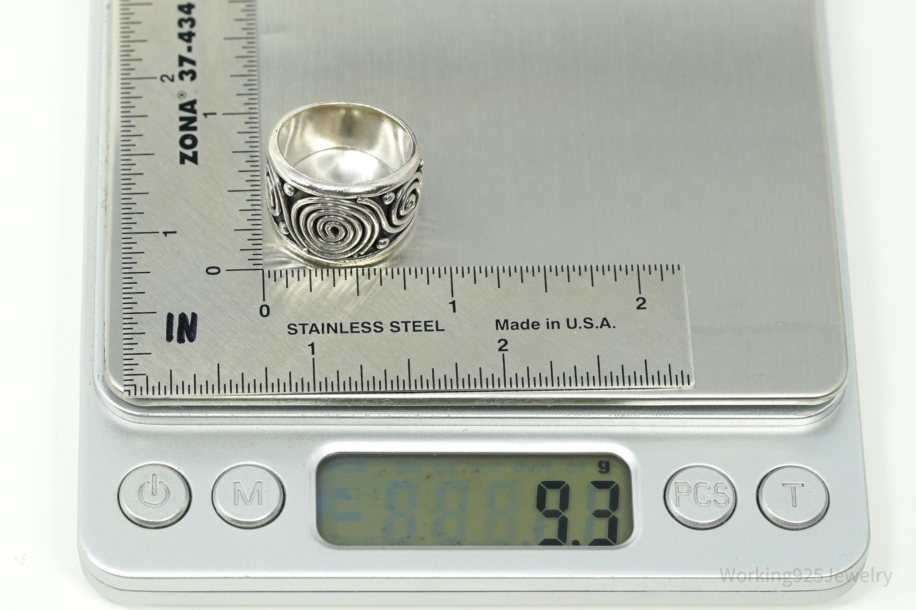 Vintage BA Suarti Bali Swirls Sterling Silver Ring Size 7.25