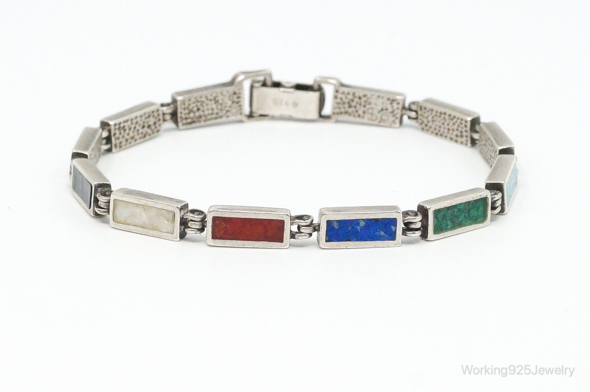 Vintage Multi Gem Sterling Silver Bracelet