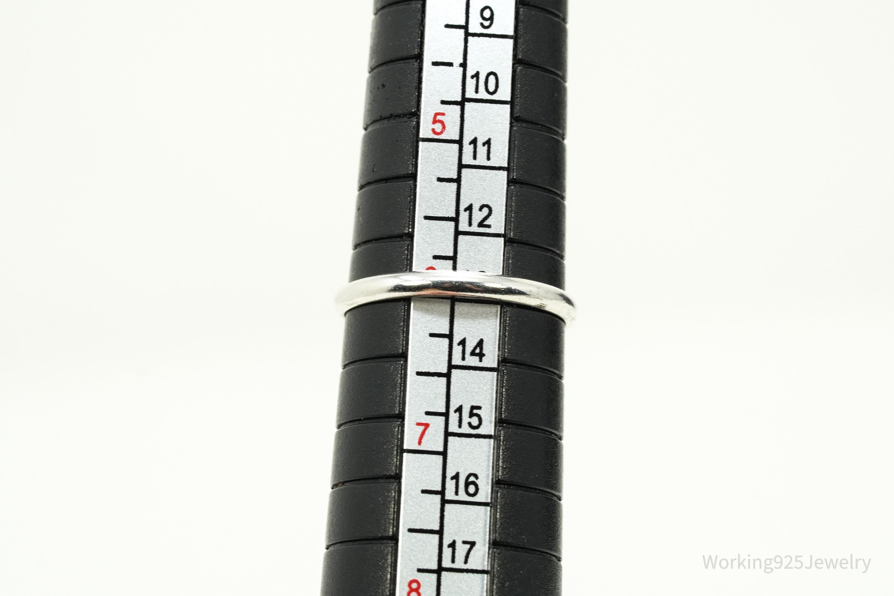 Vintage Native American Turquoise Unsigned Silver Ring - Size 6